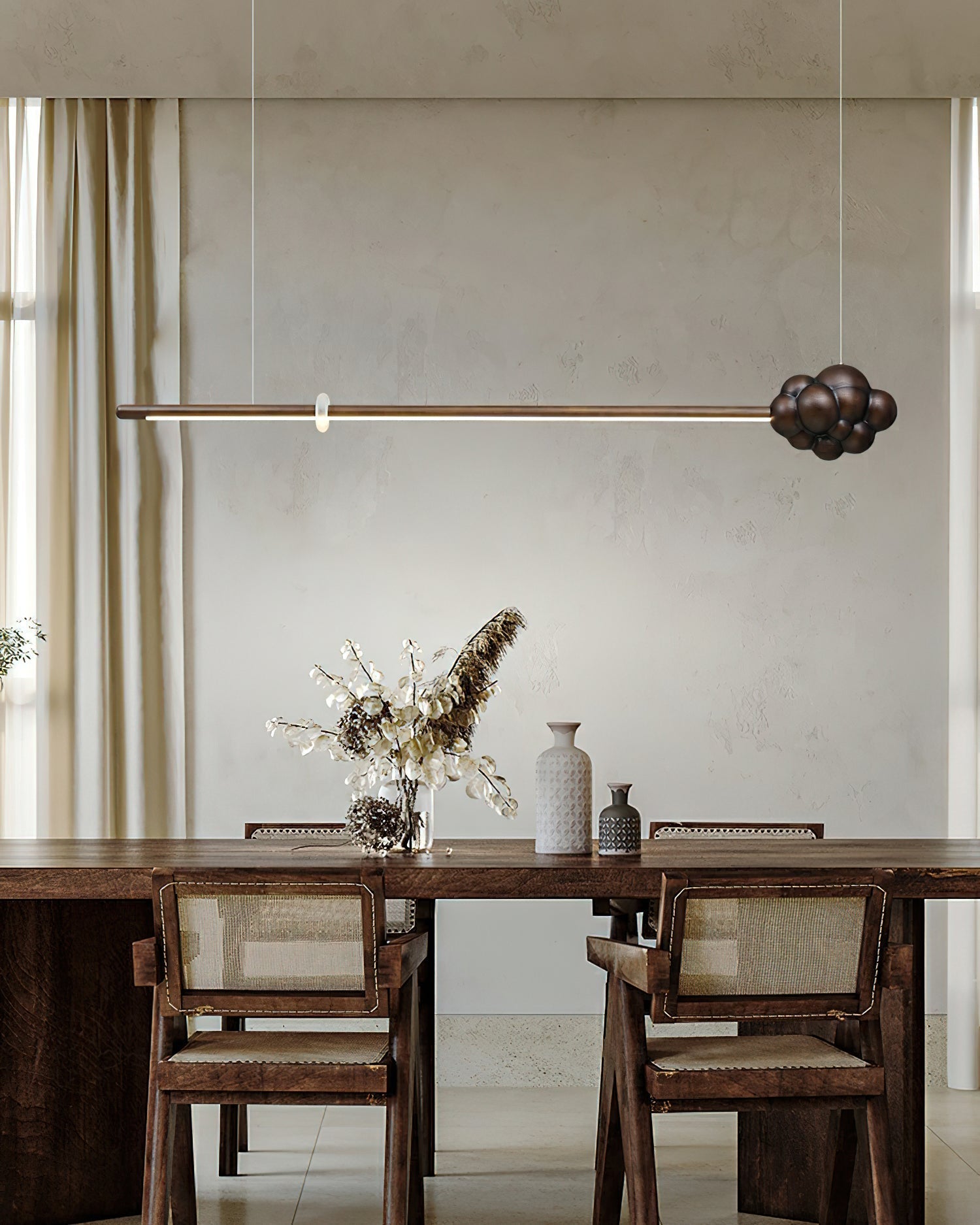 Lustra Pendelleuchte Holzstab Wolke Minimalistisch-Letslighting
