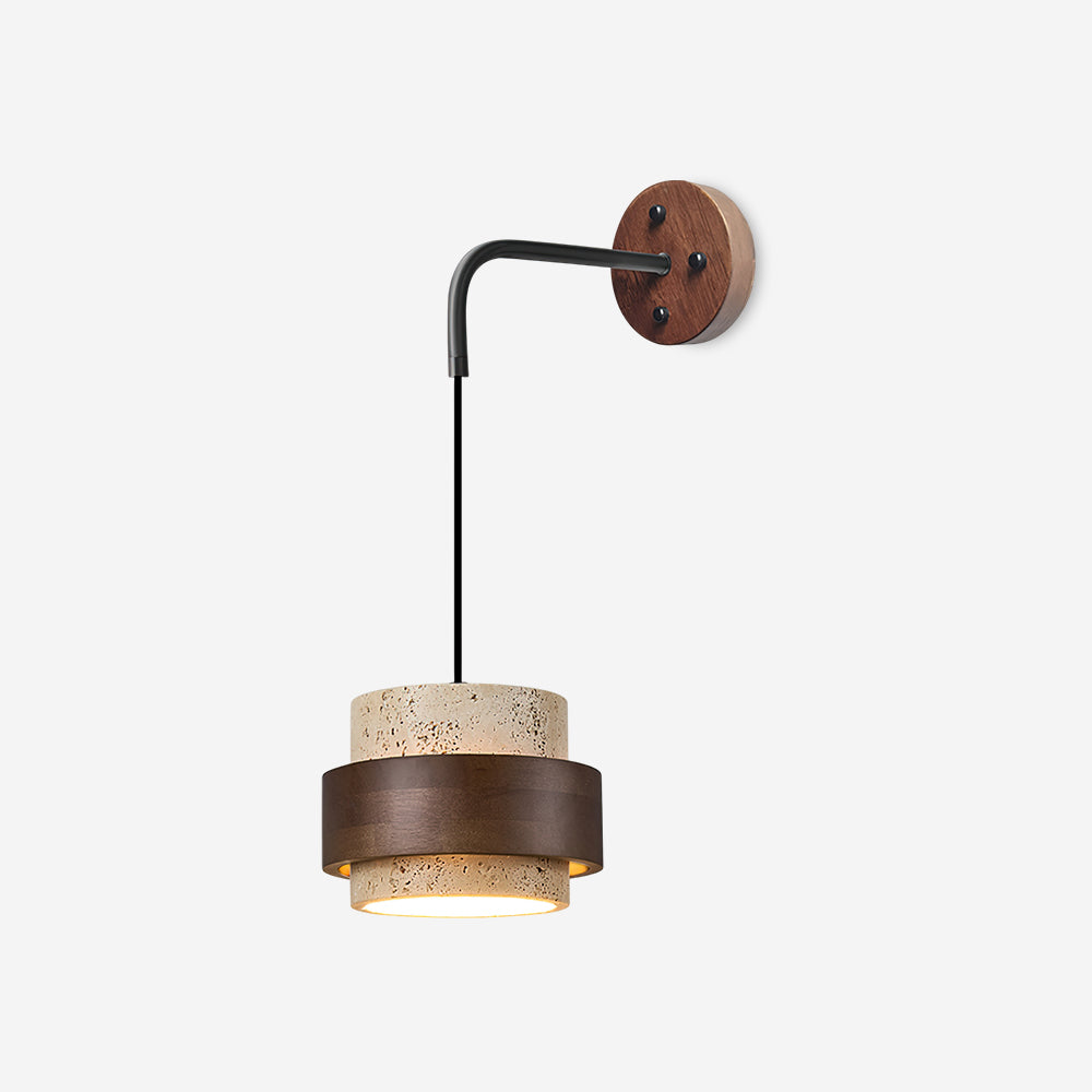 Wall Lamp Travertine and Walnut Accent Modern Minimalist - Letslighting