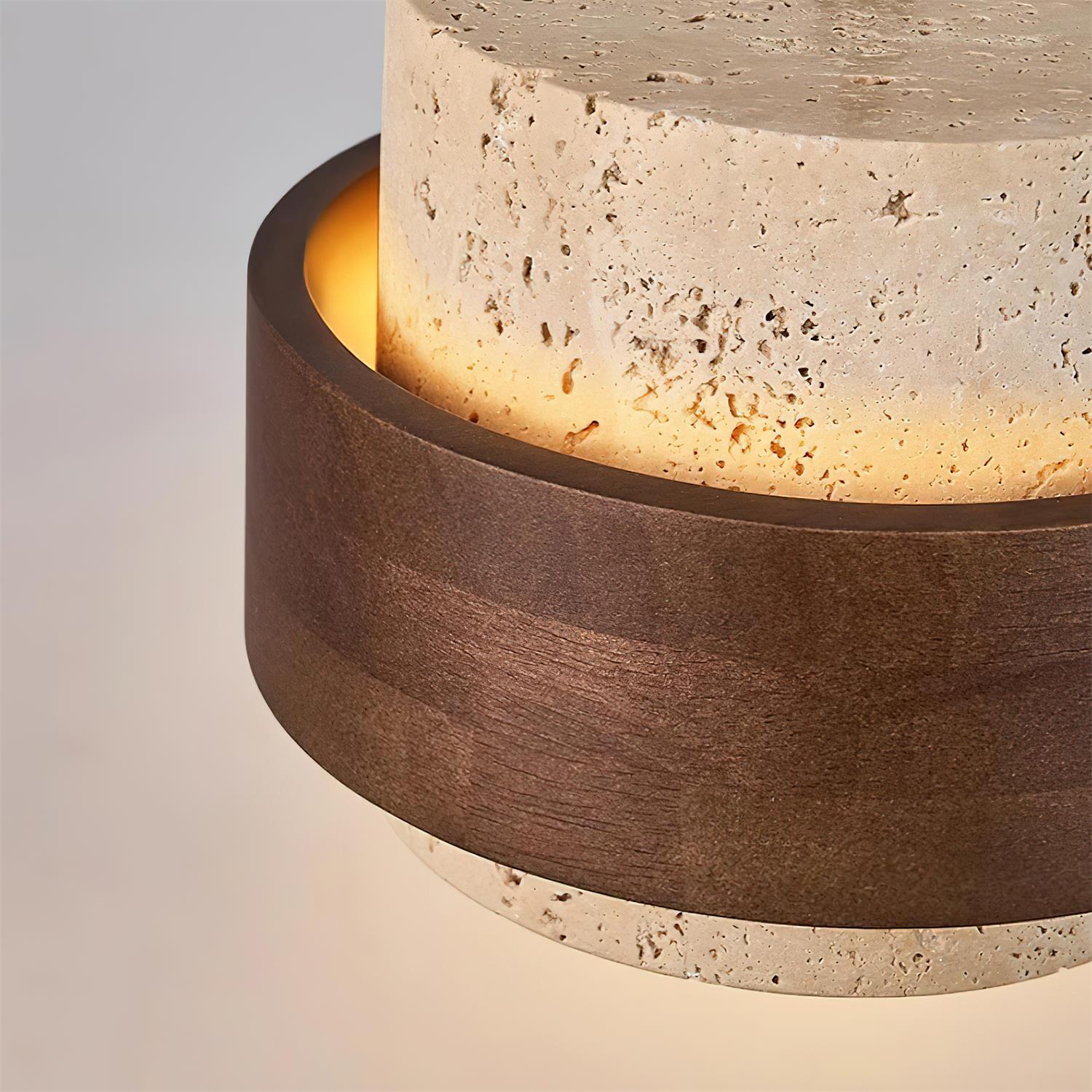 Wall Lamp Travertine and Walnut Accent Modern Minimalist - Letslighting