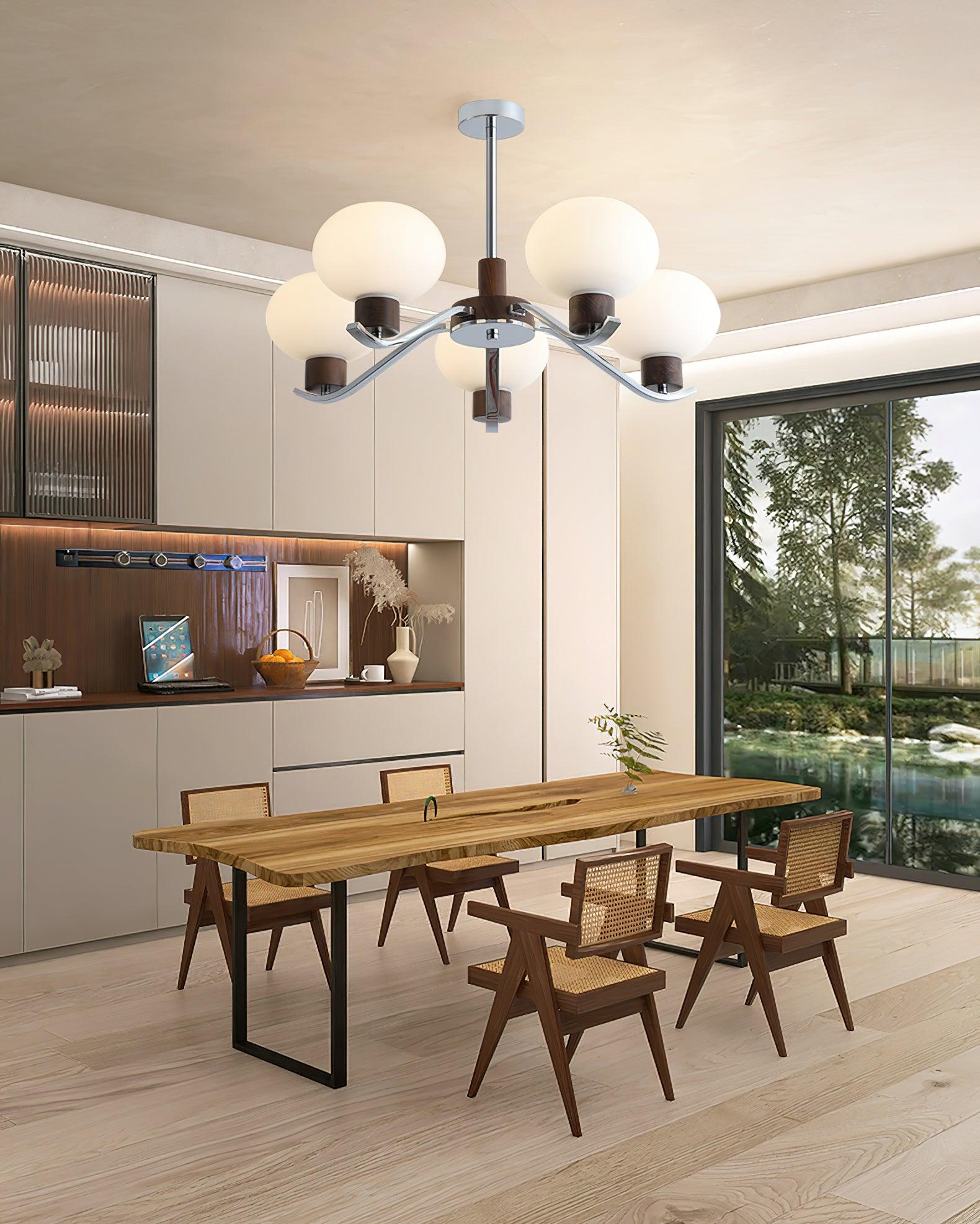 Lustra Kronleuchter Chrom Walnuss Elegant-Letslighting