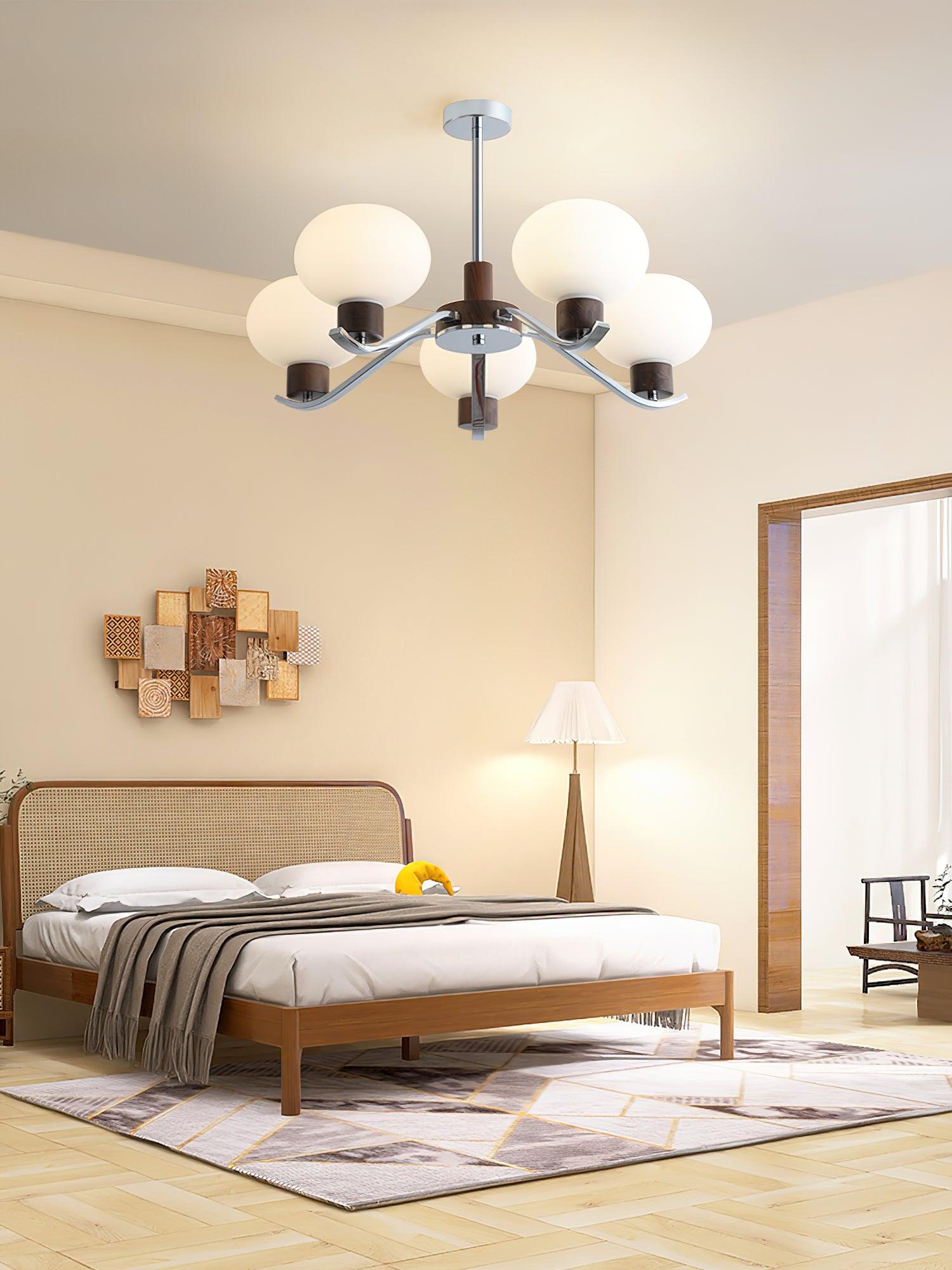Lustra Kronleuchter Chrom Walnuss Elegant-Letslighting