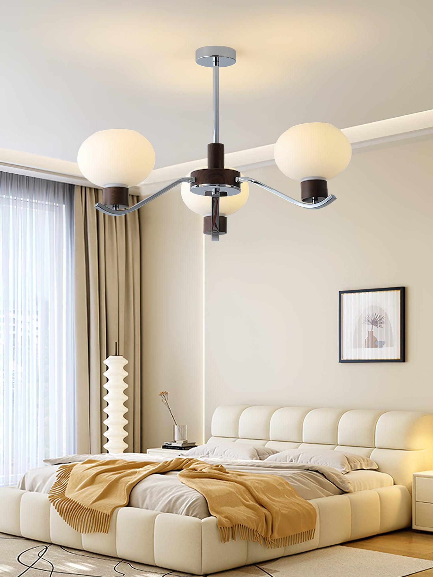 Lustra Kronleuchter Chrom Walnuss Elegant-Letslighting