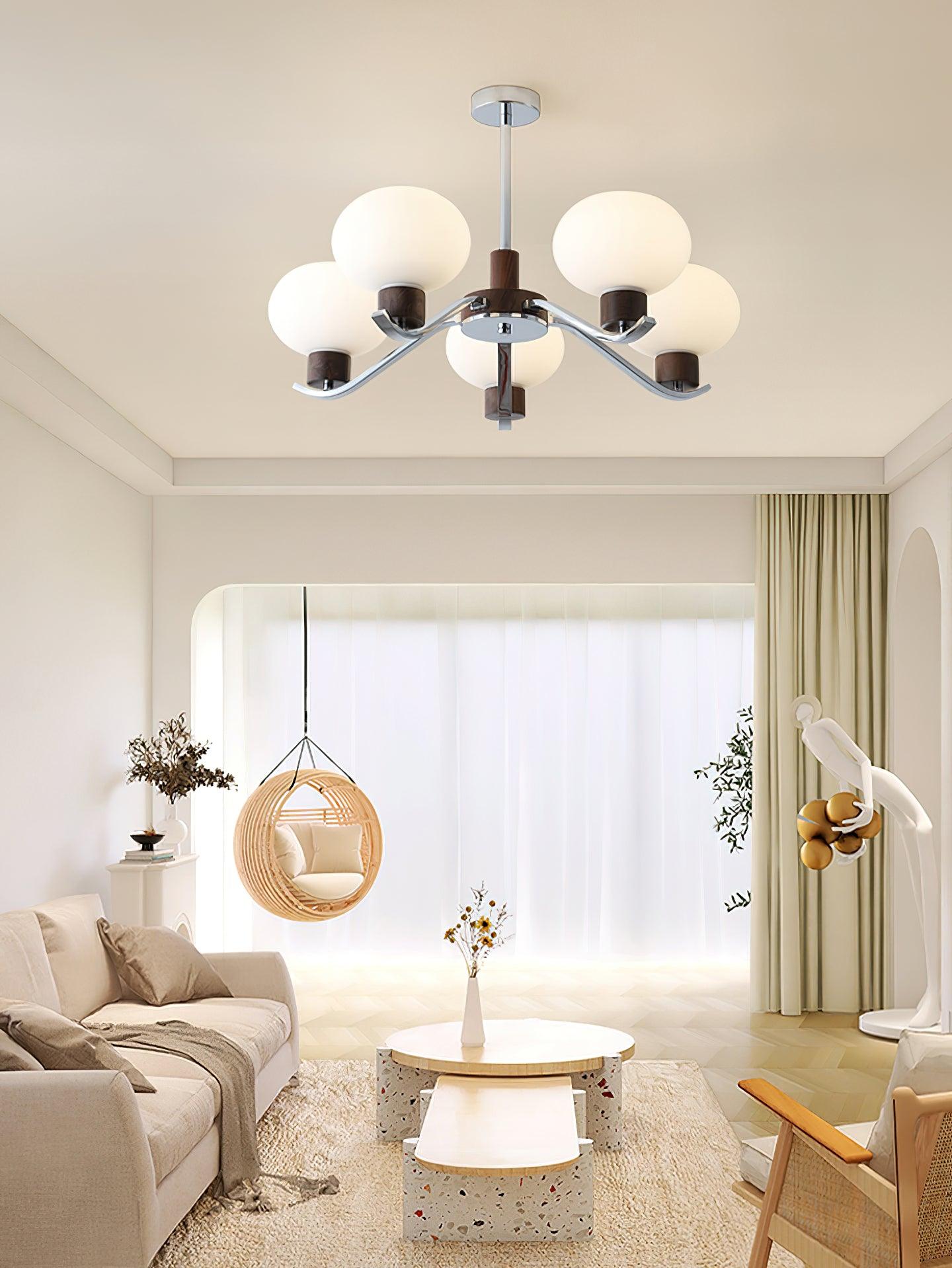 Lustra Kronleuchter Chrom Walnuss Elegant-Letslighting