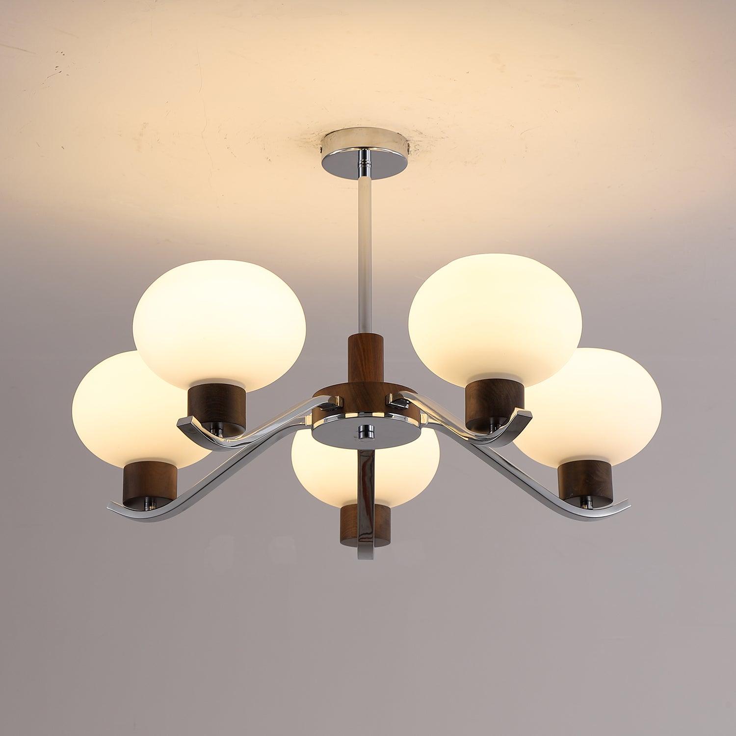 Lustra Kronleuchter Chrom Walnuss Elegant-Letslighting