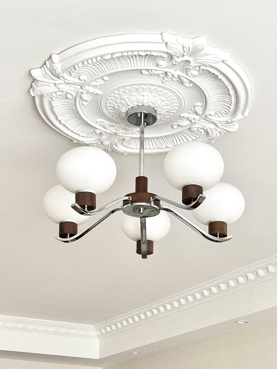 Lustra Kronleuchter Chrom Walnuss Elegant-Letslighting