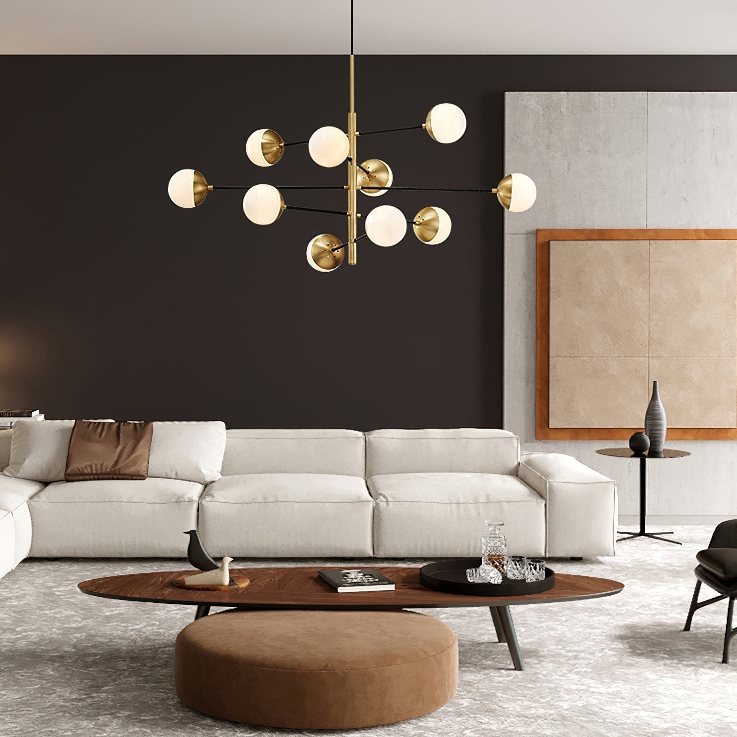 Ultra Modern Minimalist Brass Metal Glass Chandelier - Letslighting