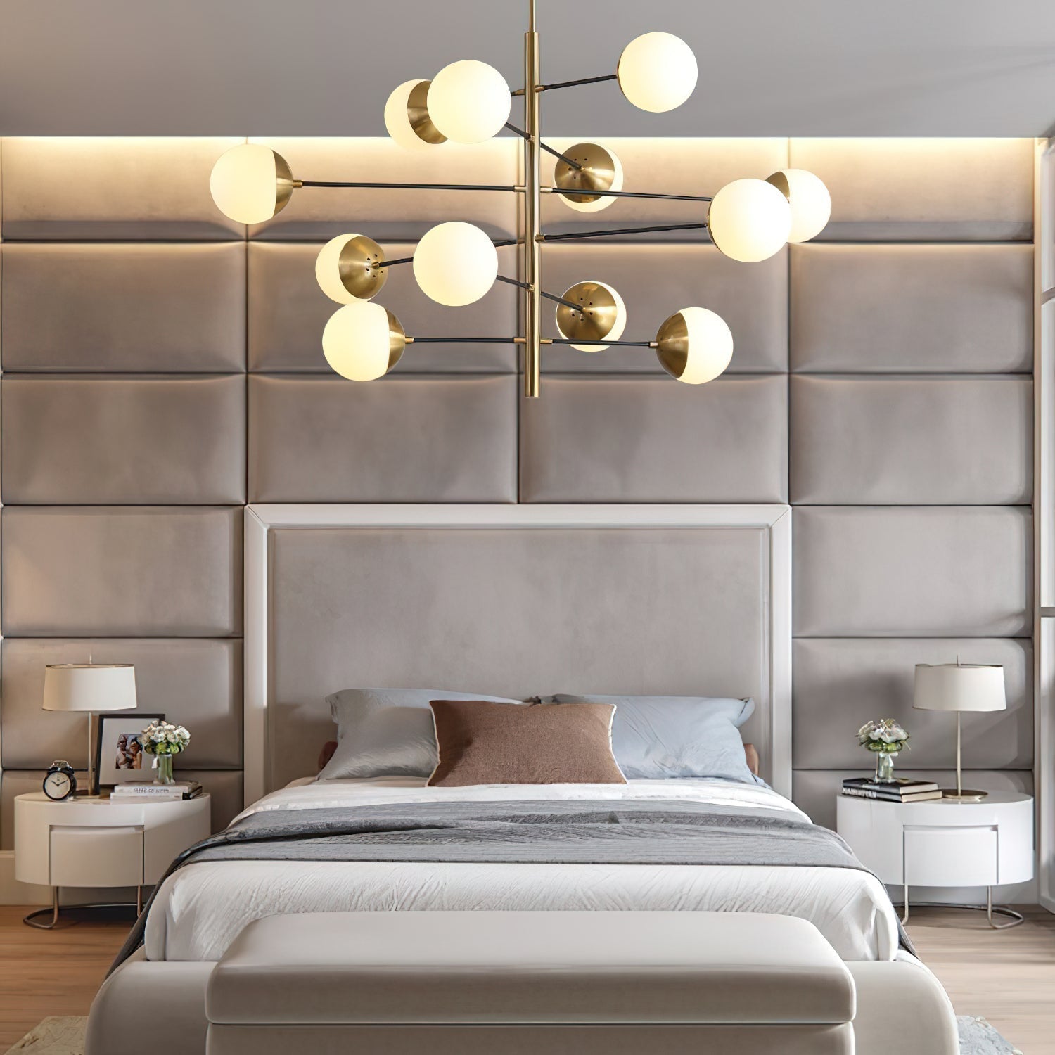 Ultra Modern Minimalist Brass Metal Glass Chandelier - Letslighting