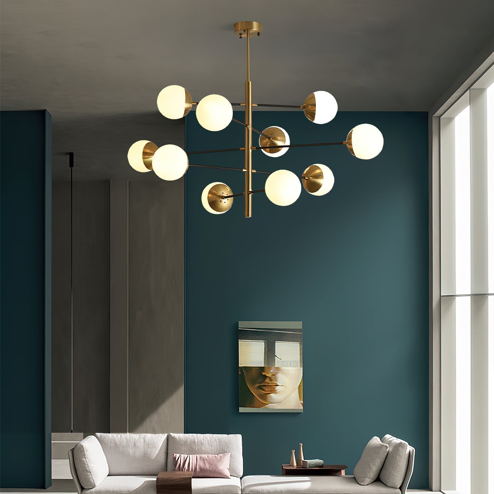 Ultra Modern Minimalist Brass Metal Glass Chandelier - Letslighting