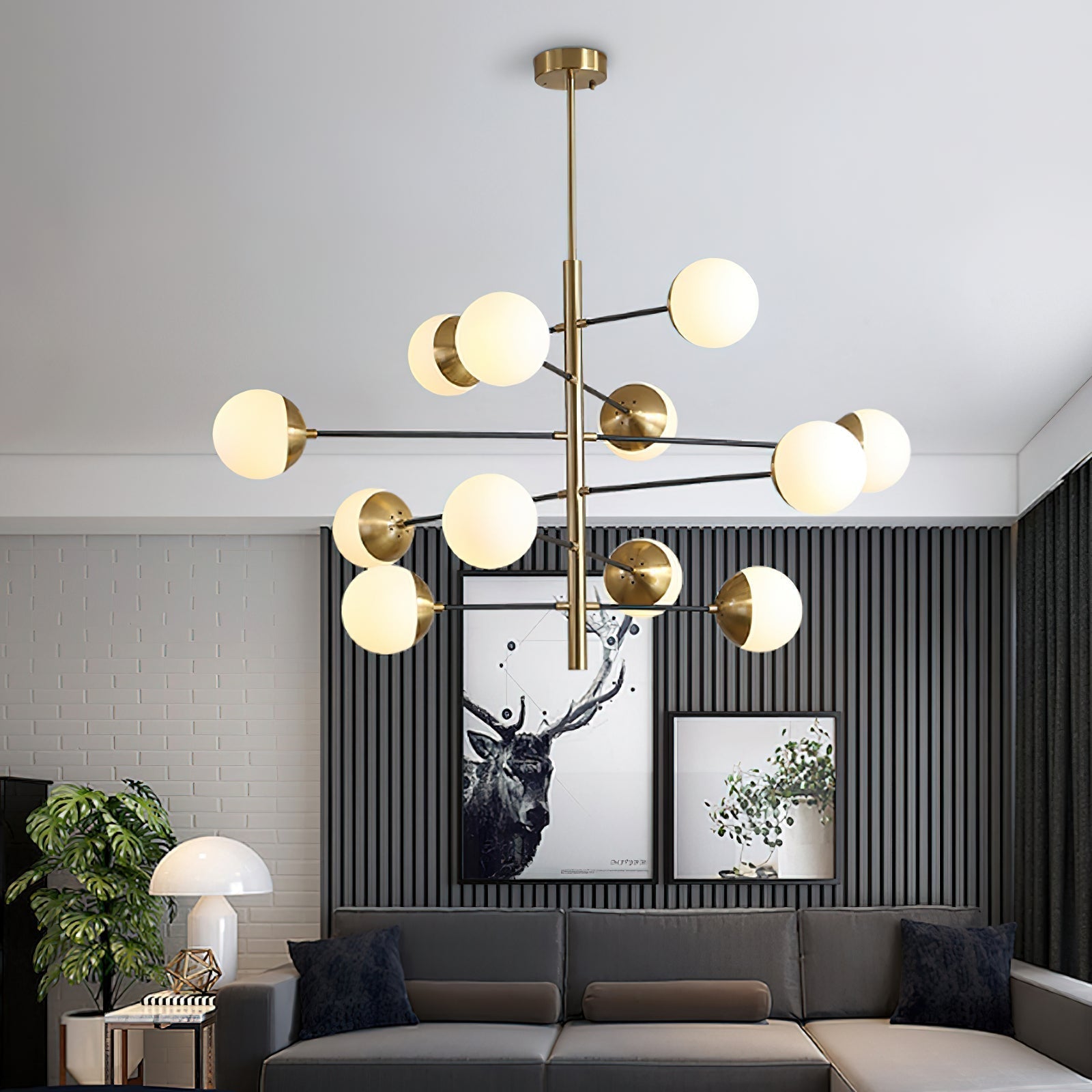 Ultra Modern Minimalist Brass Metal Glass Chandelier - Letslighting