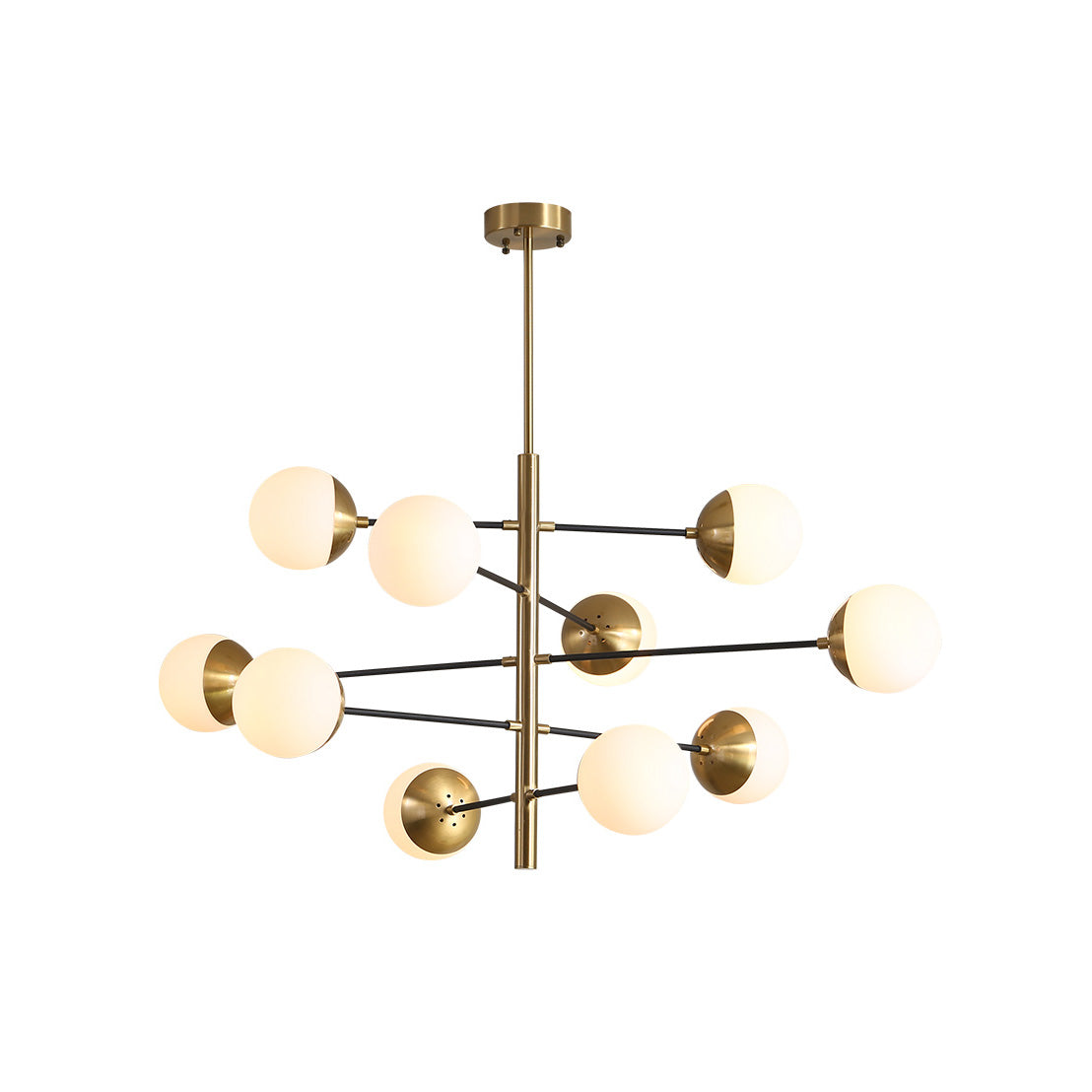 Ultra Modern Minimalist Brass Metal Glass Chandelier - Letslighting
