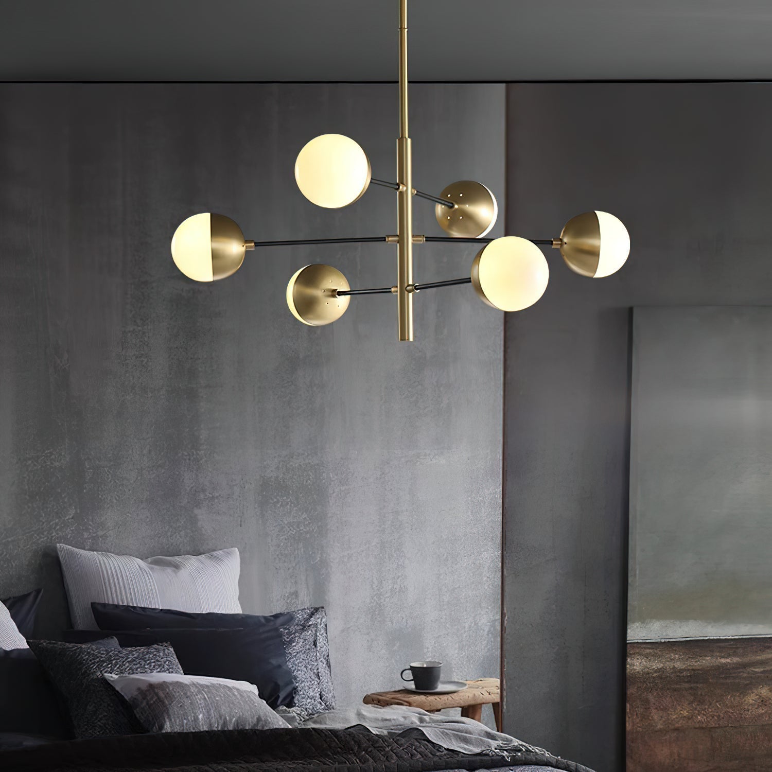 Ultra Modern Minimalist Brass Metal Glass Chandelier - Letslighting