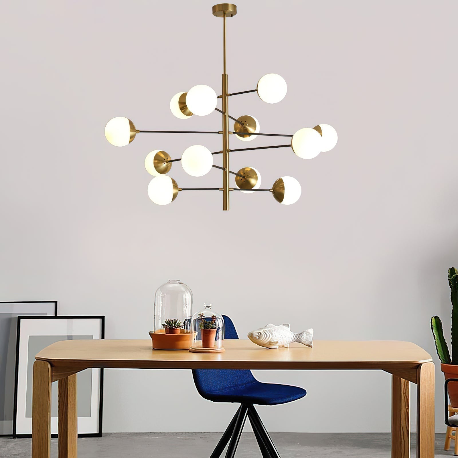 Ultra Modern Minimalist Brass Metal Glass Chandelier - Letslighting