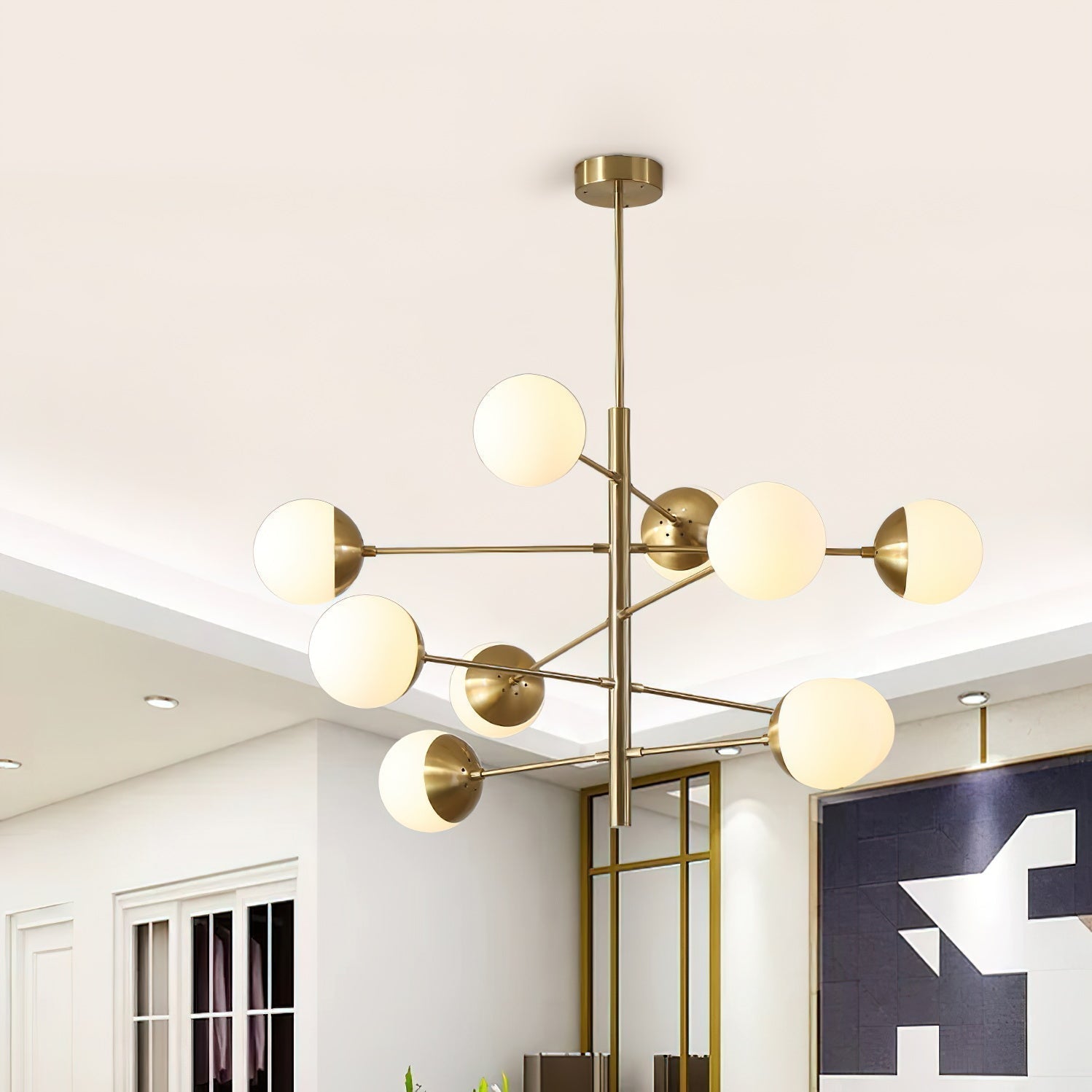 Ultra Modern Minimalist Brass Metal Glass Chandelier - Letslighting