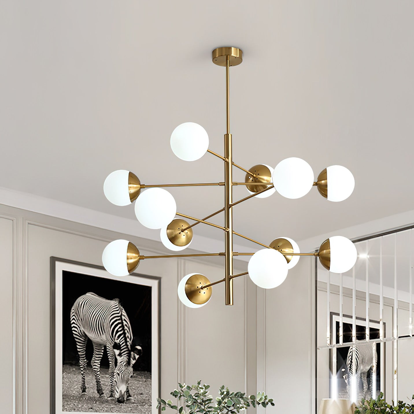 Ultra Modern Minimalist Brass Metal Glass Chandelier - Letslighting