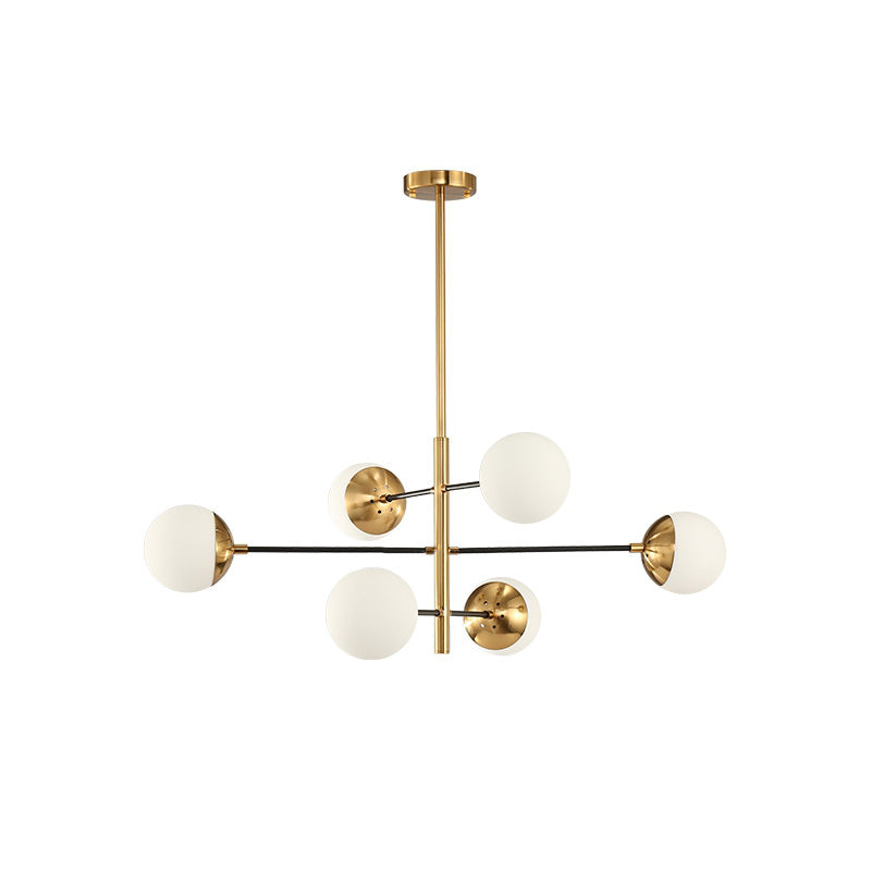Ultra Modern Minimalist Brass Metal Glass Chandelier - Letslighting