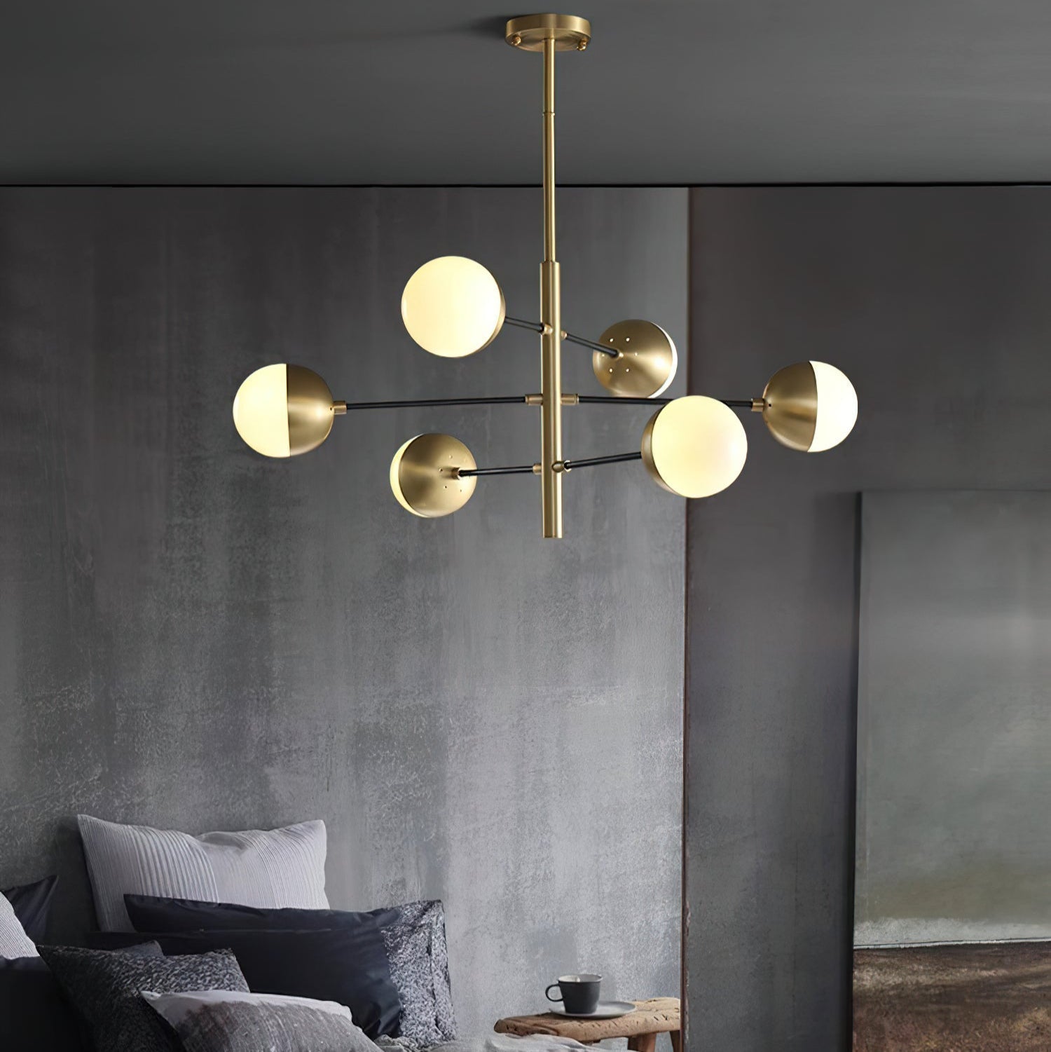 Ultra Modern Minimalist Brass Metal Glass Chandelier - Letslighting