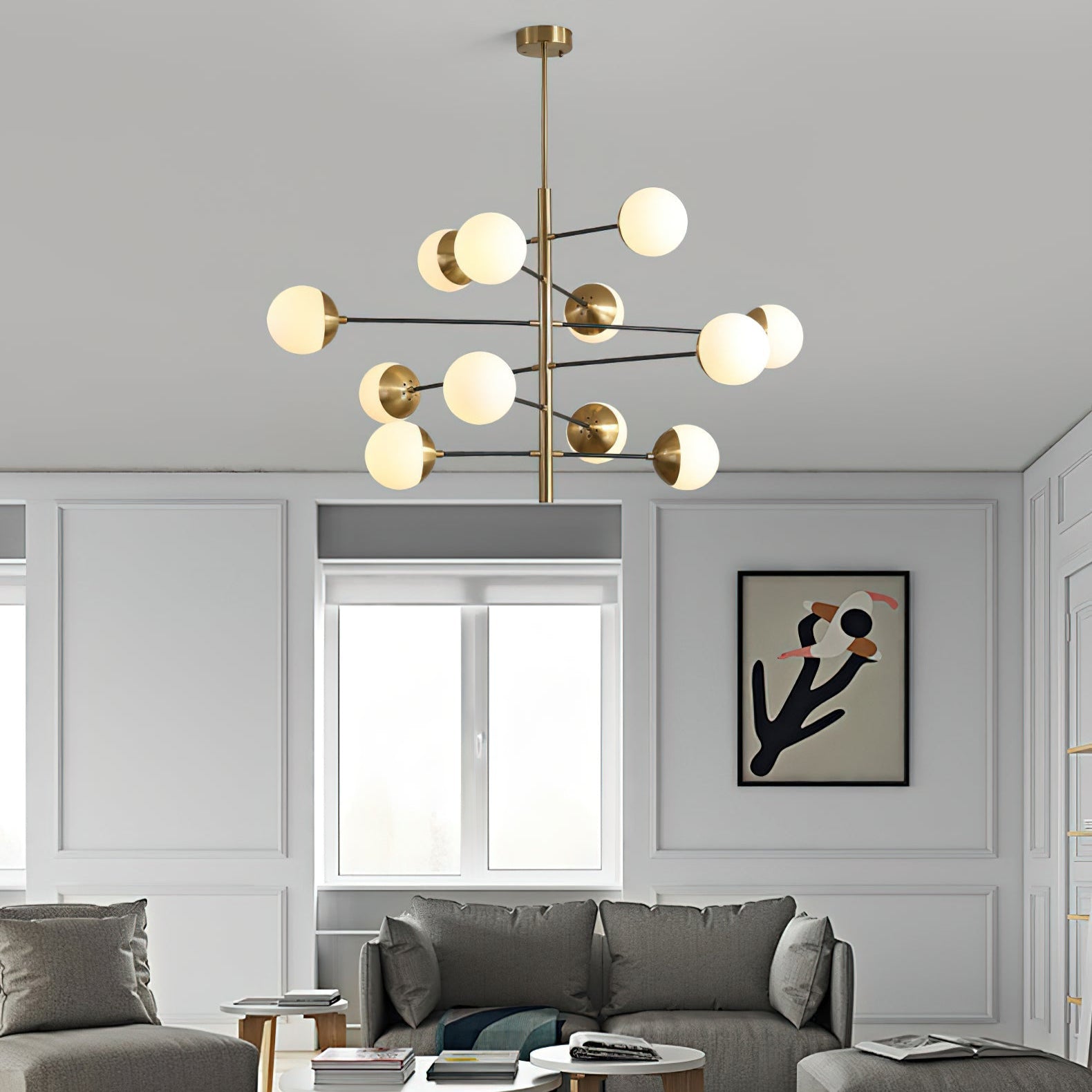 Ultra Modern Minimalist Brass Metal Glass Chandelier - Letslighting