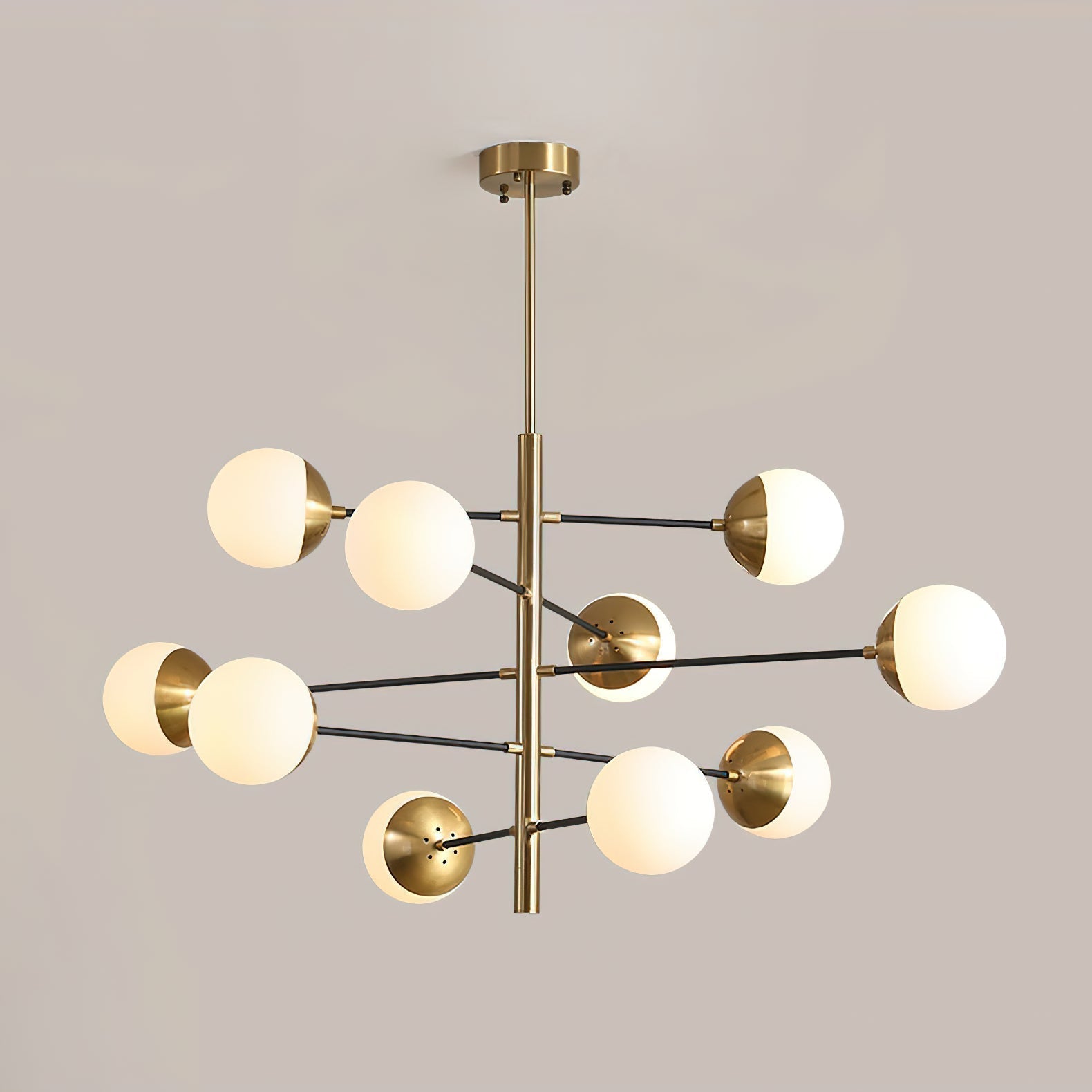 Ultra Modern Minimalist Brass Metal Glass Chandelier - Letslighting