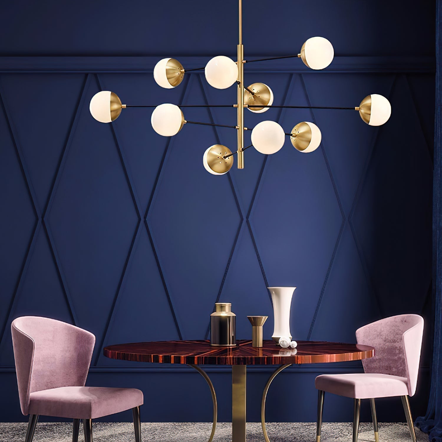 Ultra Modern Minimalist Brass Metal Glass Chandelier - Letslighting
