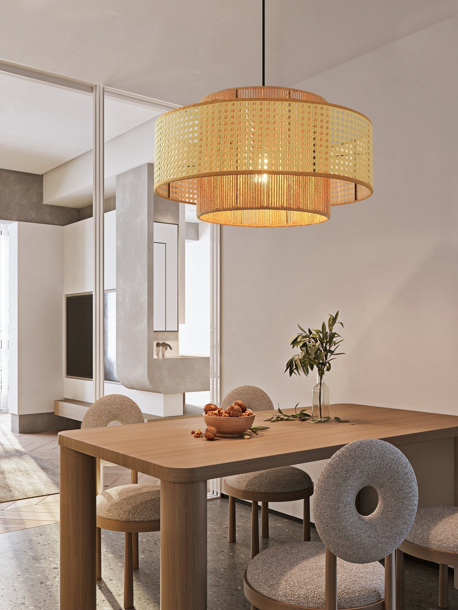 Ulshayra Konzentrisch Rattan Pendelleuchte-Letslighting