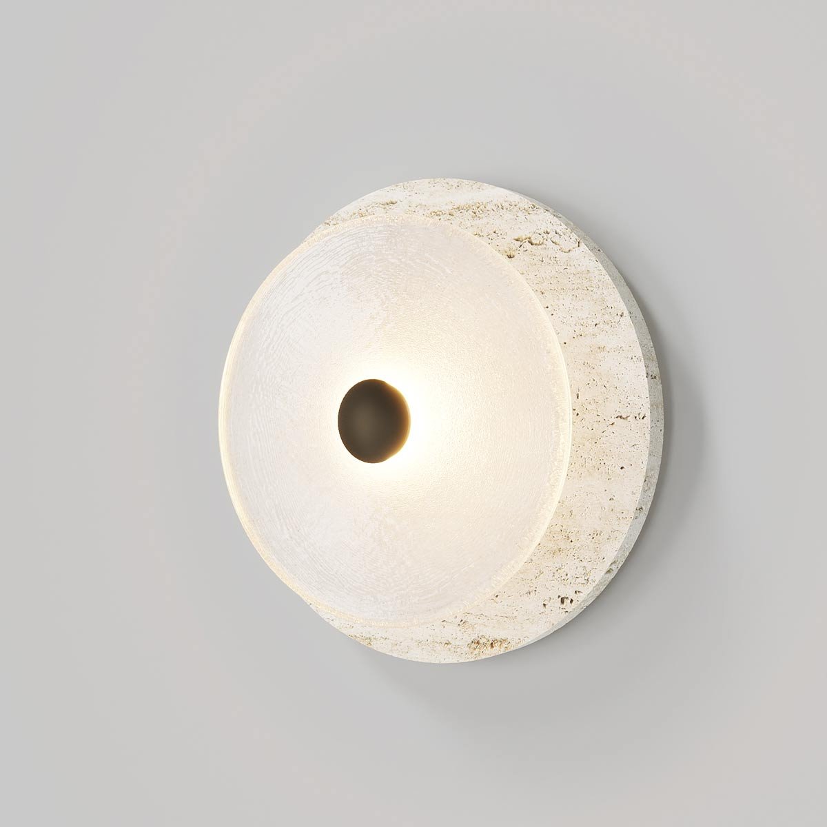 Ether Modern Minimalist Silver Metal Travertine Wall Lamp - Letslighting