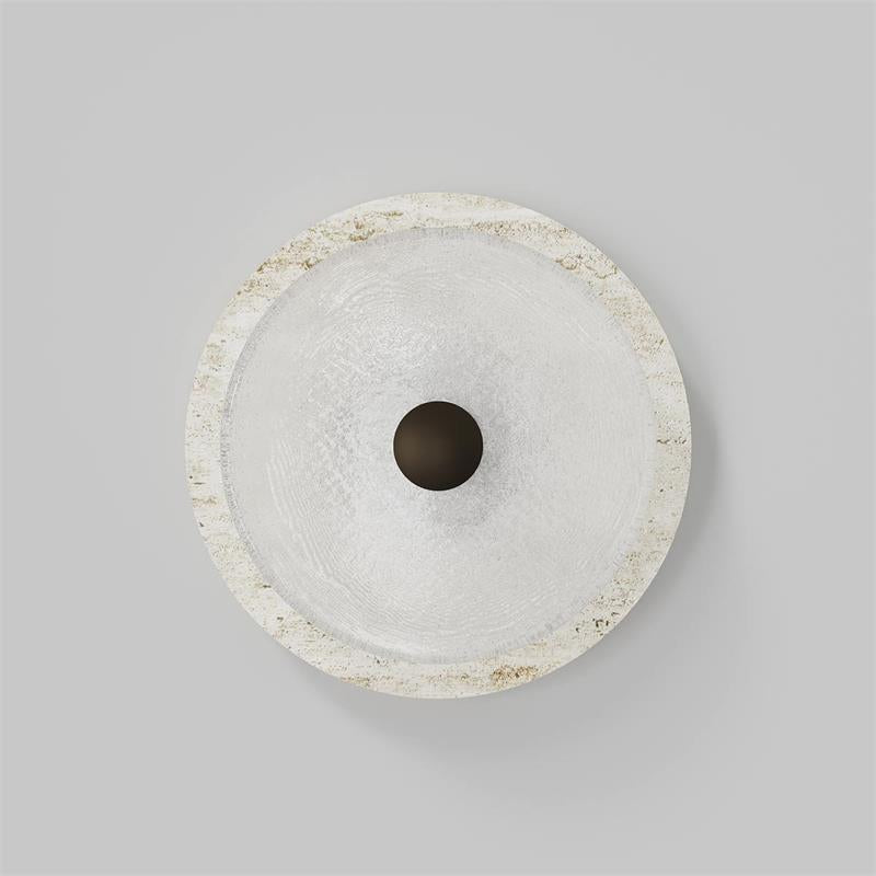 Ether Modern Minimalist Silver Metal Travertine Wall Lamp - Letslighting