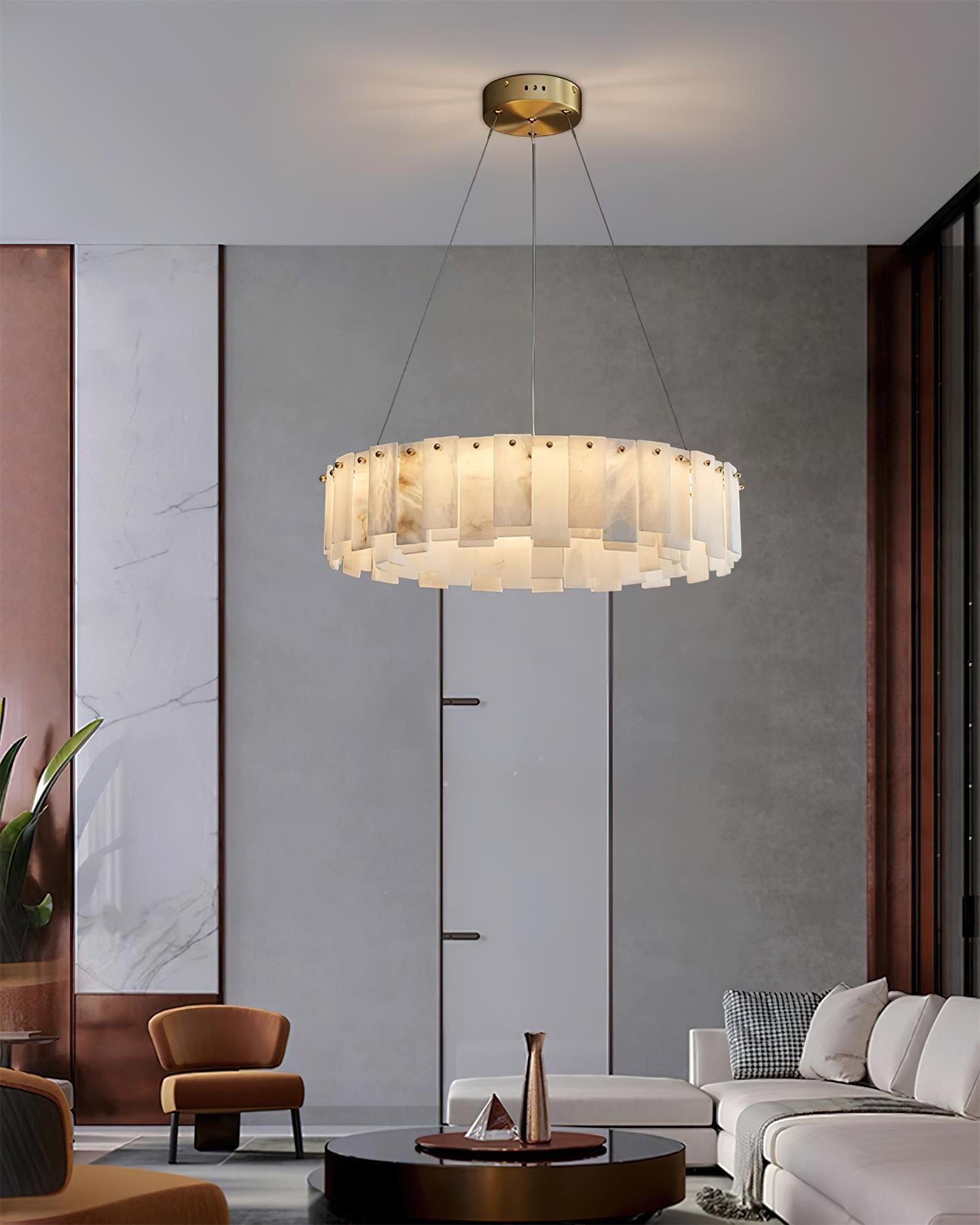 Corbett Chandelier Alabaster Staggered Panel Halo - Letslighting