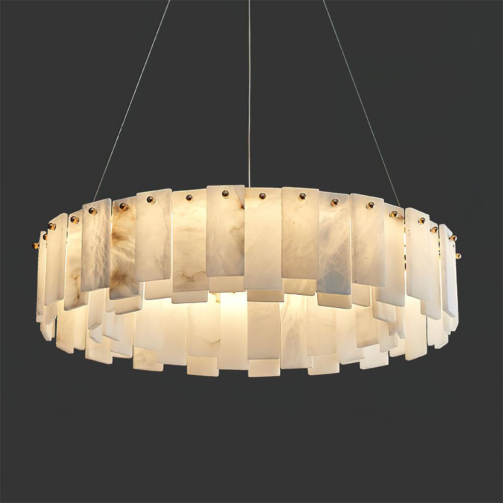 Corbett Chandelier Alabaster Staggered Panel Halo - Letslighting