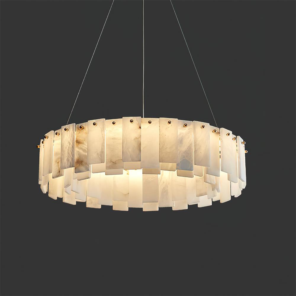Corbett Chandelier Alabaster Staggered Panel Halo - Letslighting