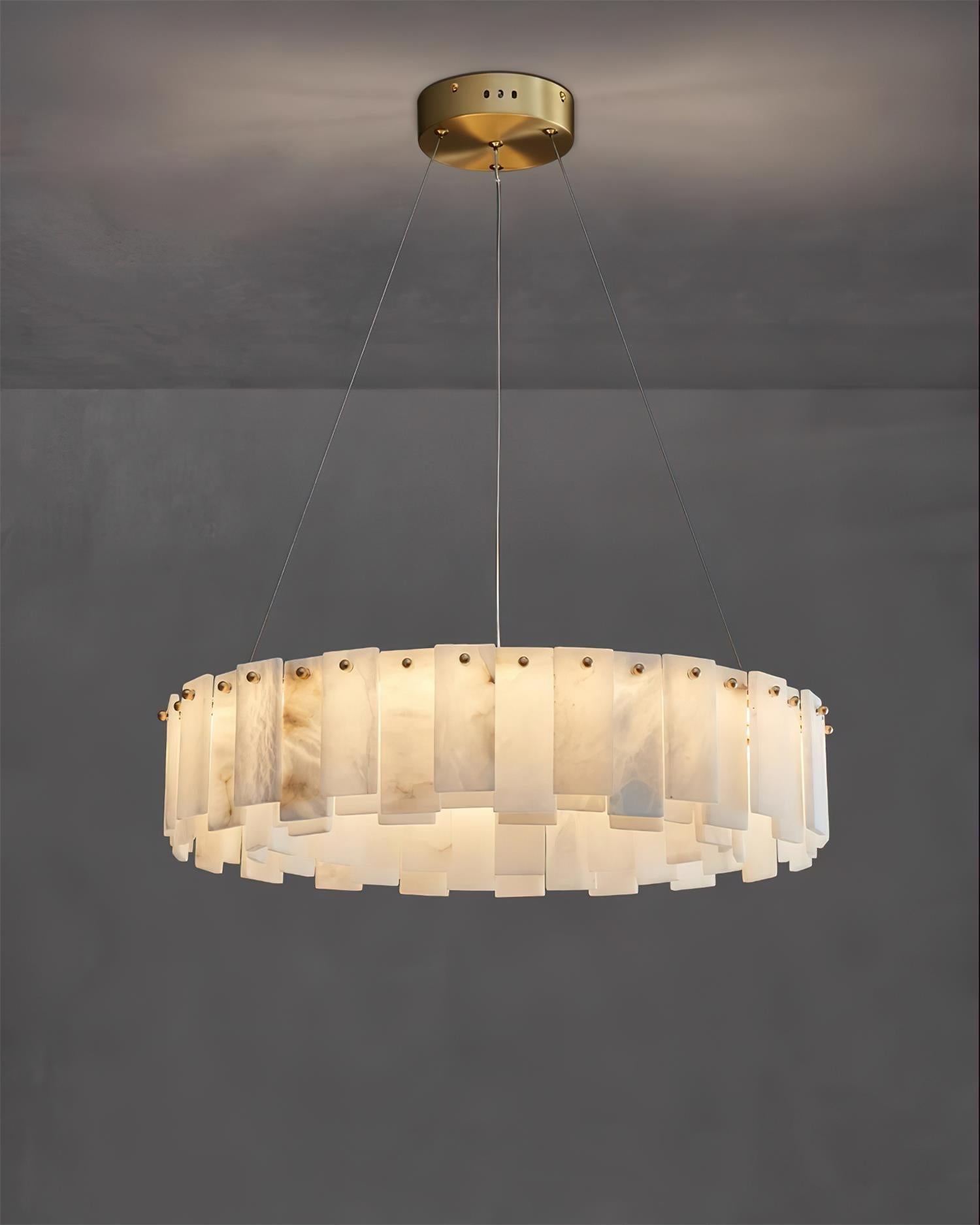 Corbett Chandelier Alabaster Staggered Panel Halo - Letslighting