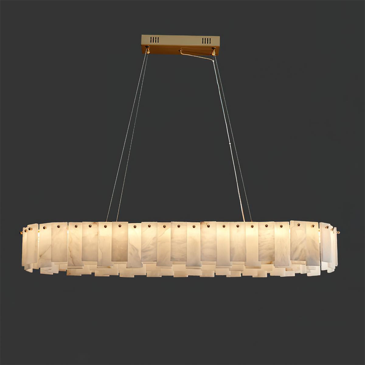Corbett Chandelier Alabaster Staggered Panel Halo - Letslighting