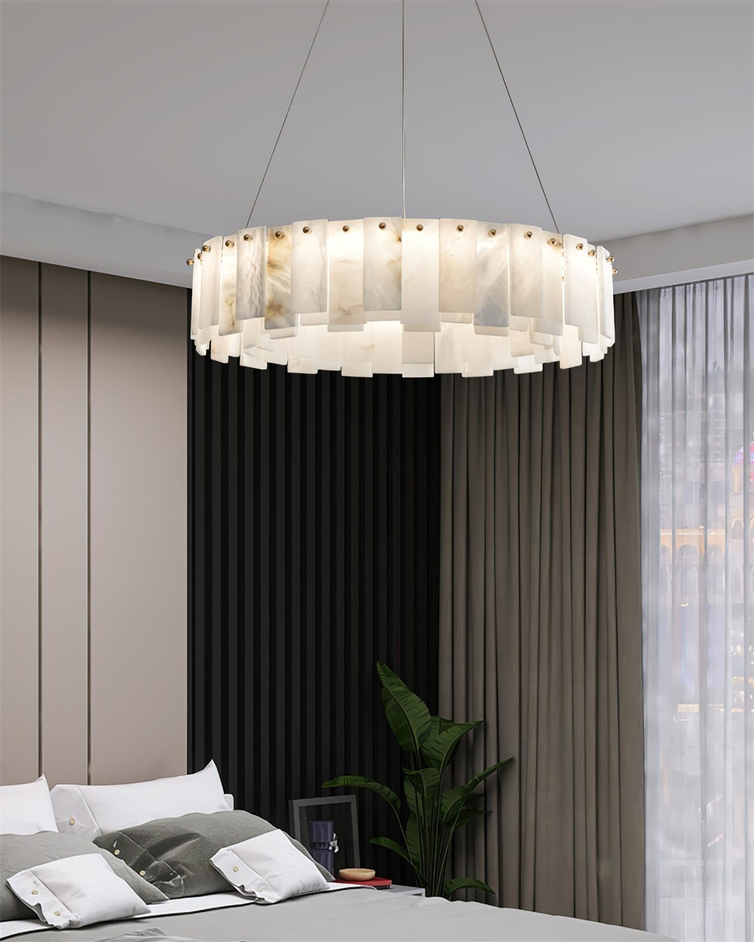 Corbett Chandelier Alabaster Staggered Panel Halo - Letslighting