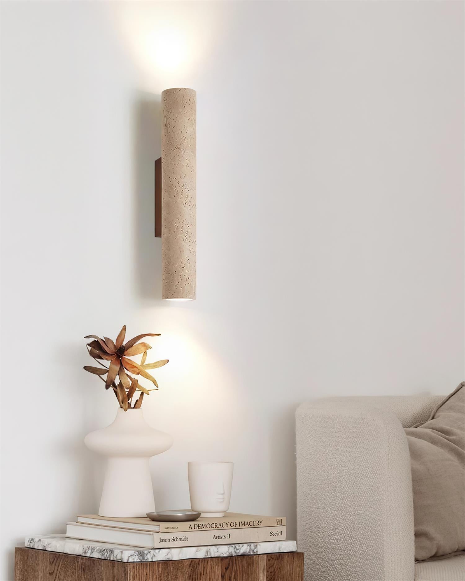 Lunaro Tall Travertine Wall Sconce - Letslighting