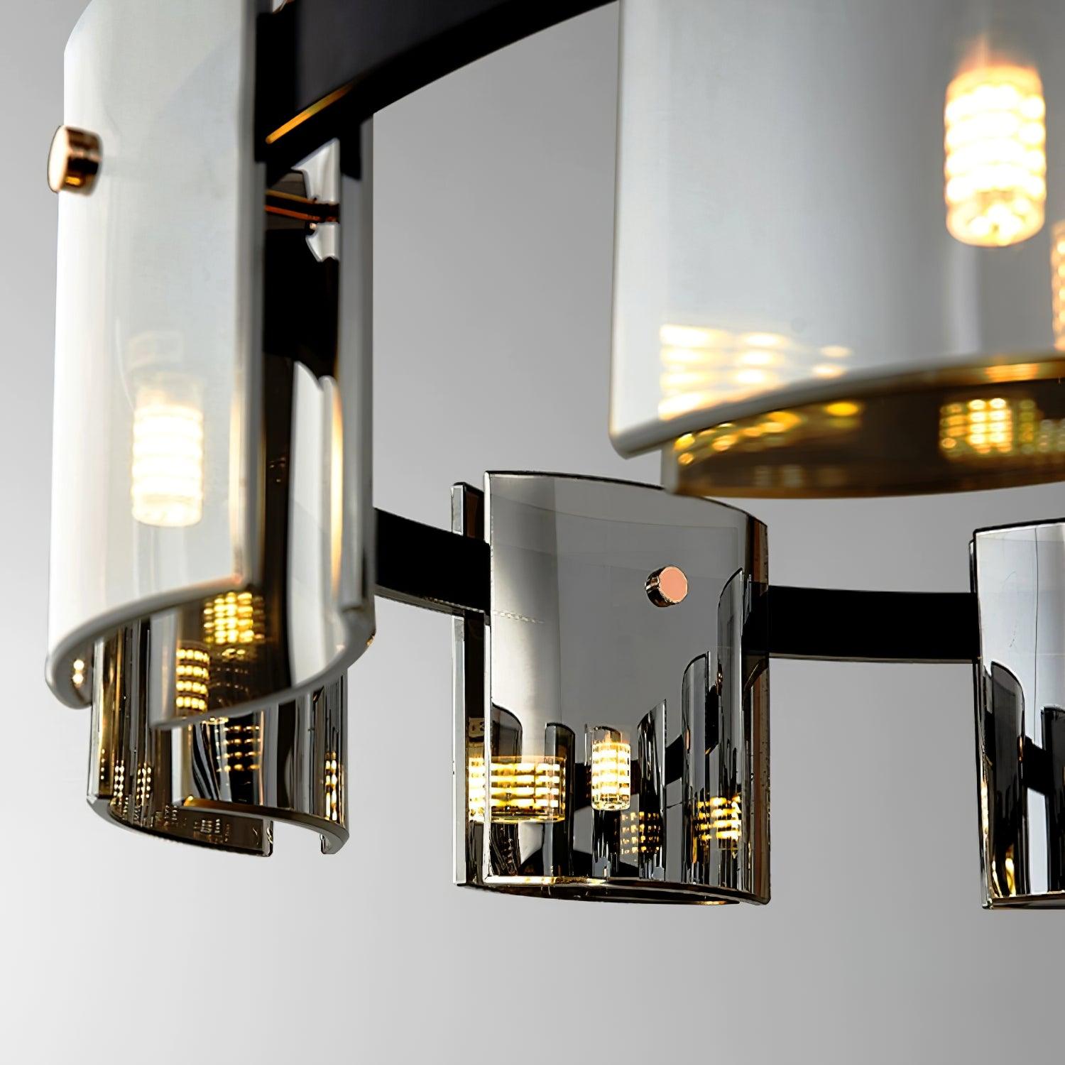 Lustra Kronleuchter Rund Glas Eisen Arme-Letslighting