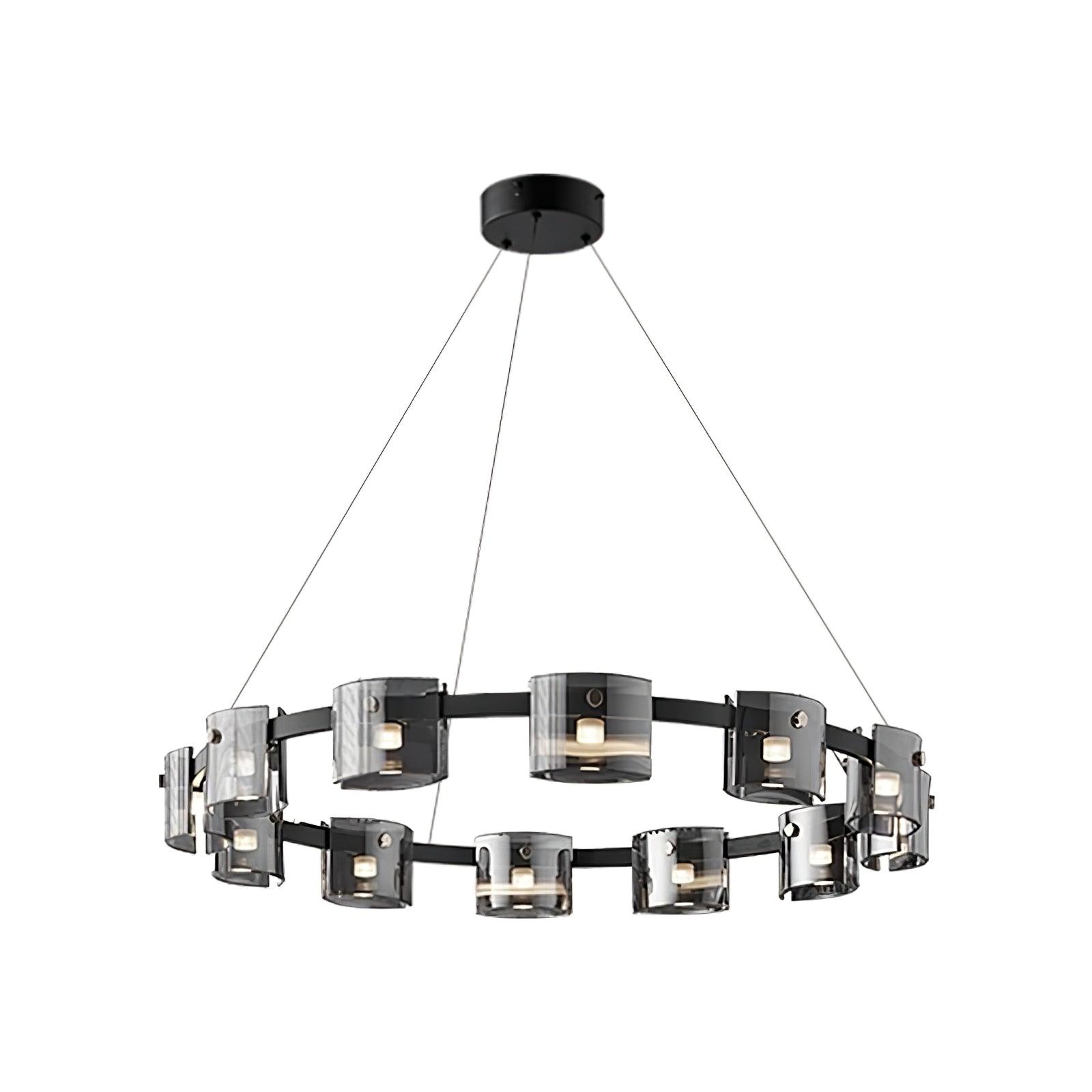 Lustra Kronleuchter Rund Glas Eisen Arme-Letslighting