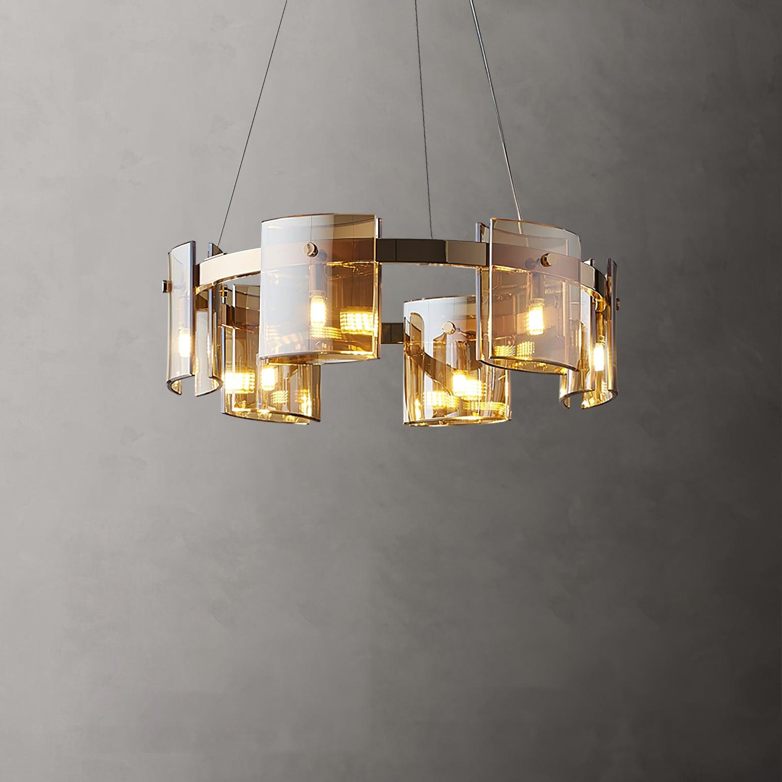 Lustra Kronleuchter Rund Glas Eisen Arme-Letslighting