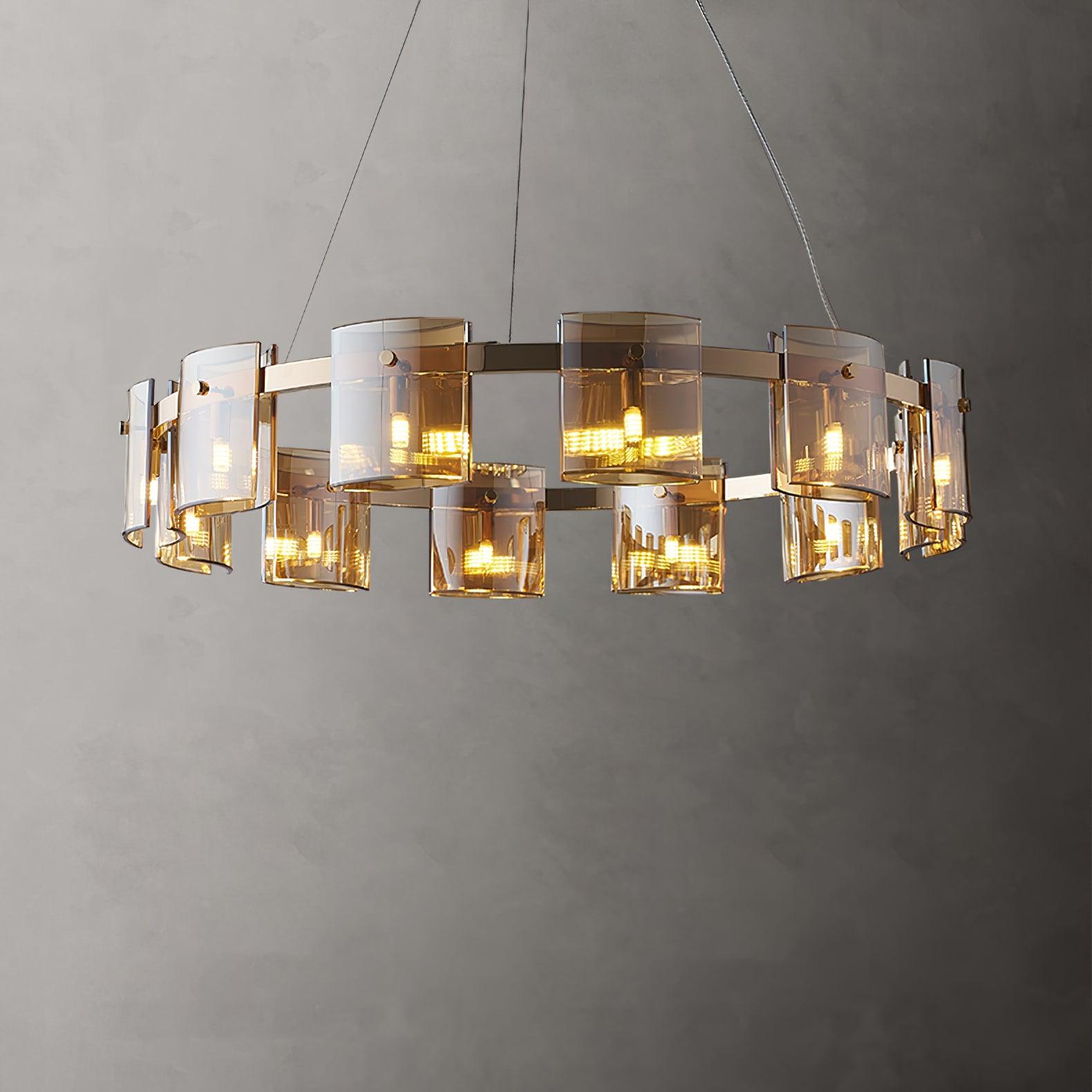 Lustra Kronleuchter Rund Glas Eisen Arme-Letslighting