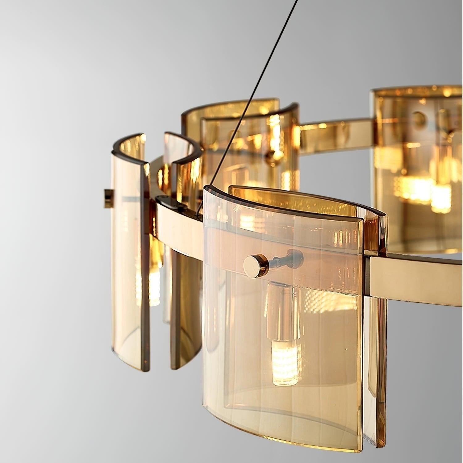 Lustra Kronleuchter Rund Glas Eisen Arme-Letslighting