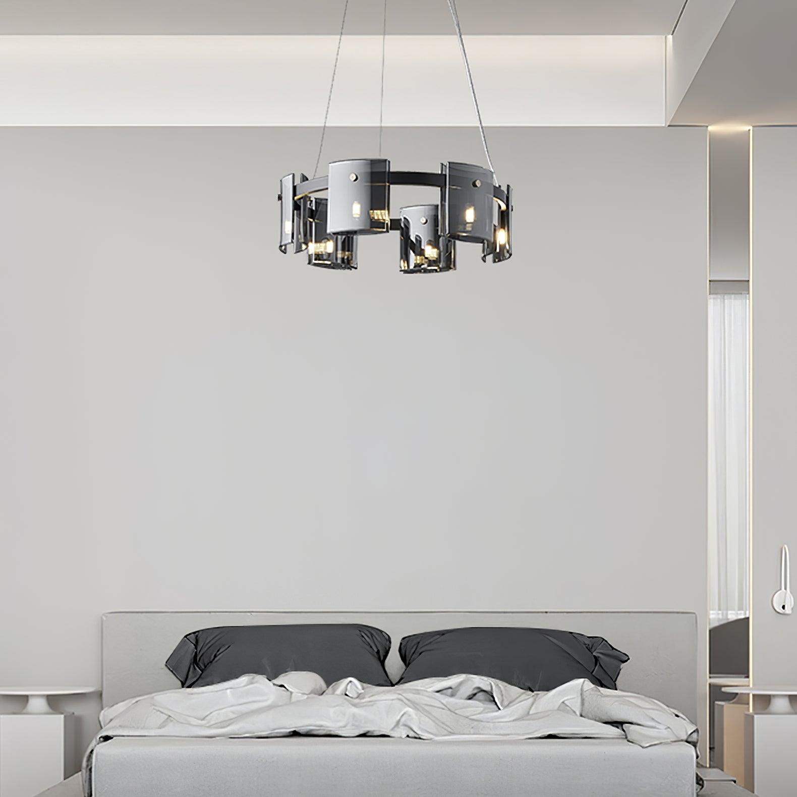 Lustra Kronleuchter Rund Glas Eisen Arme-Letslighting