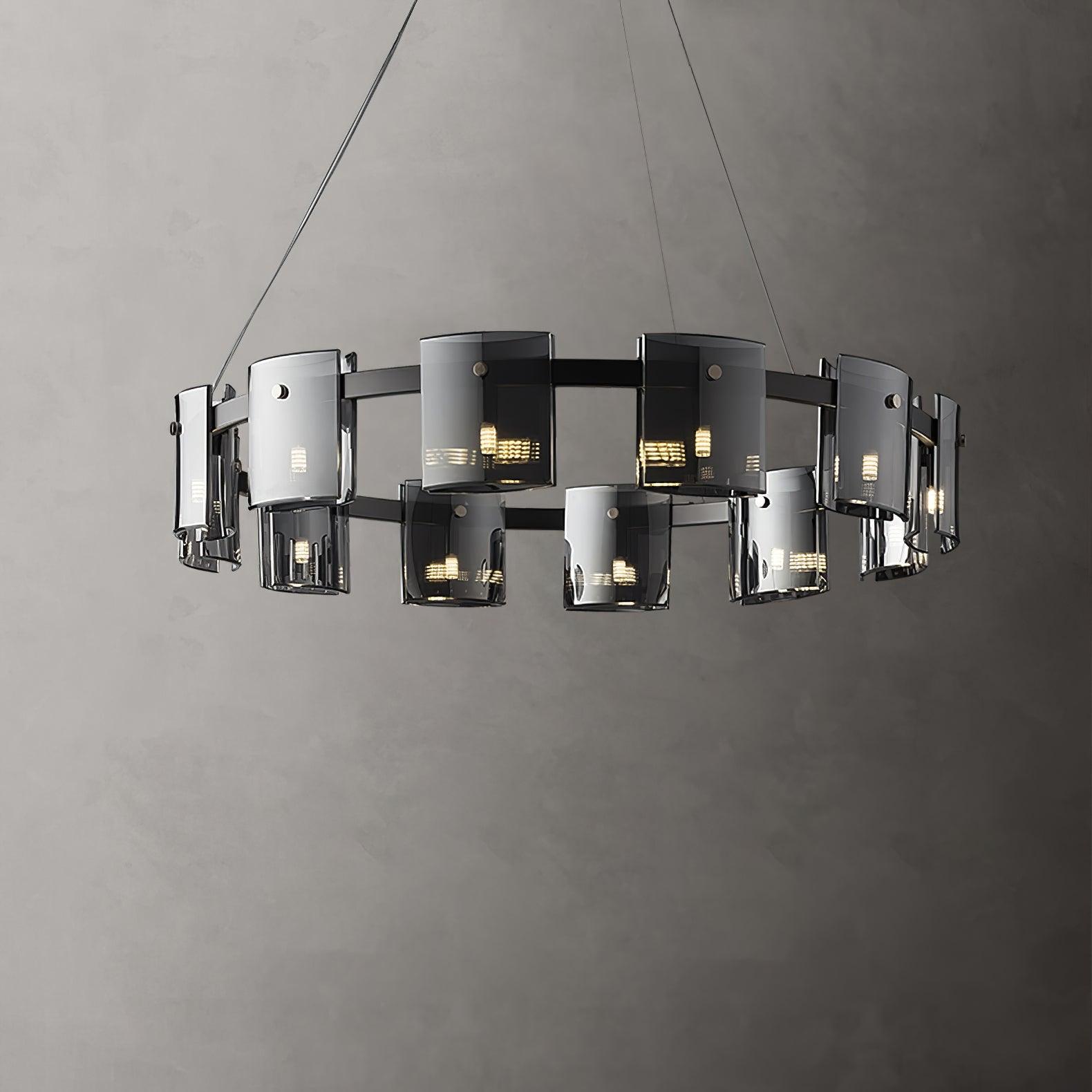 Lustra Kronleuchter Rund Glas Eisen Arme-Letslighting