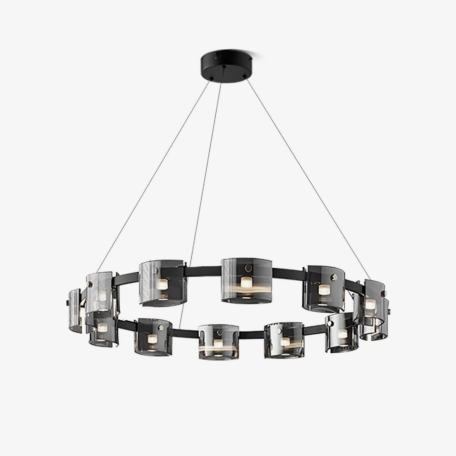 Lustra Kronleuchter Rund Glas Eisen Arme-Letslighting