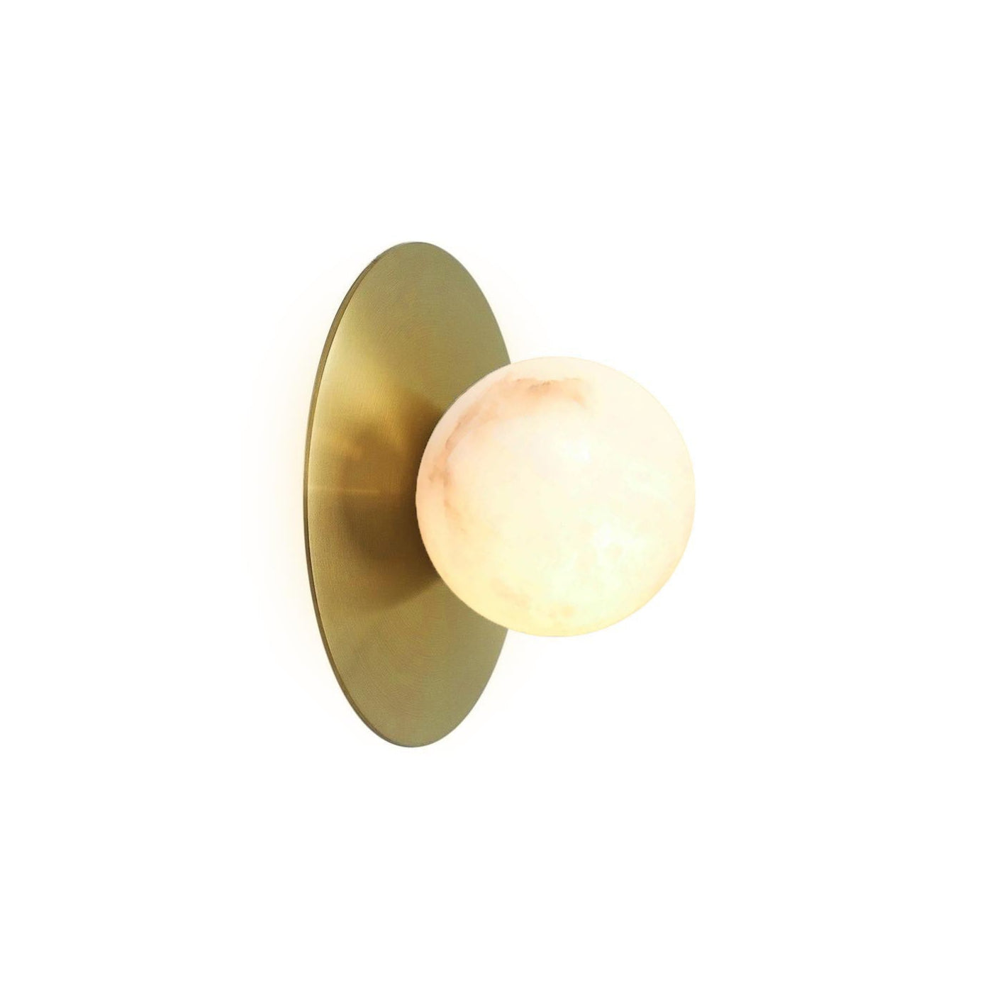 Glow Modern Minimalist Round Metal Alabaster Sconce Wall Lamp - Letslighting