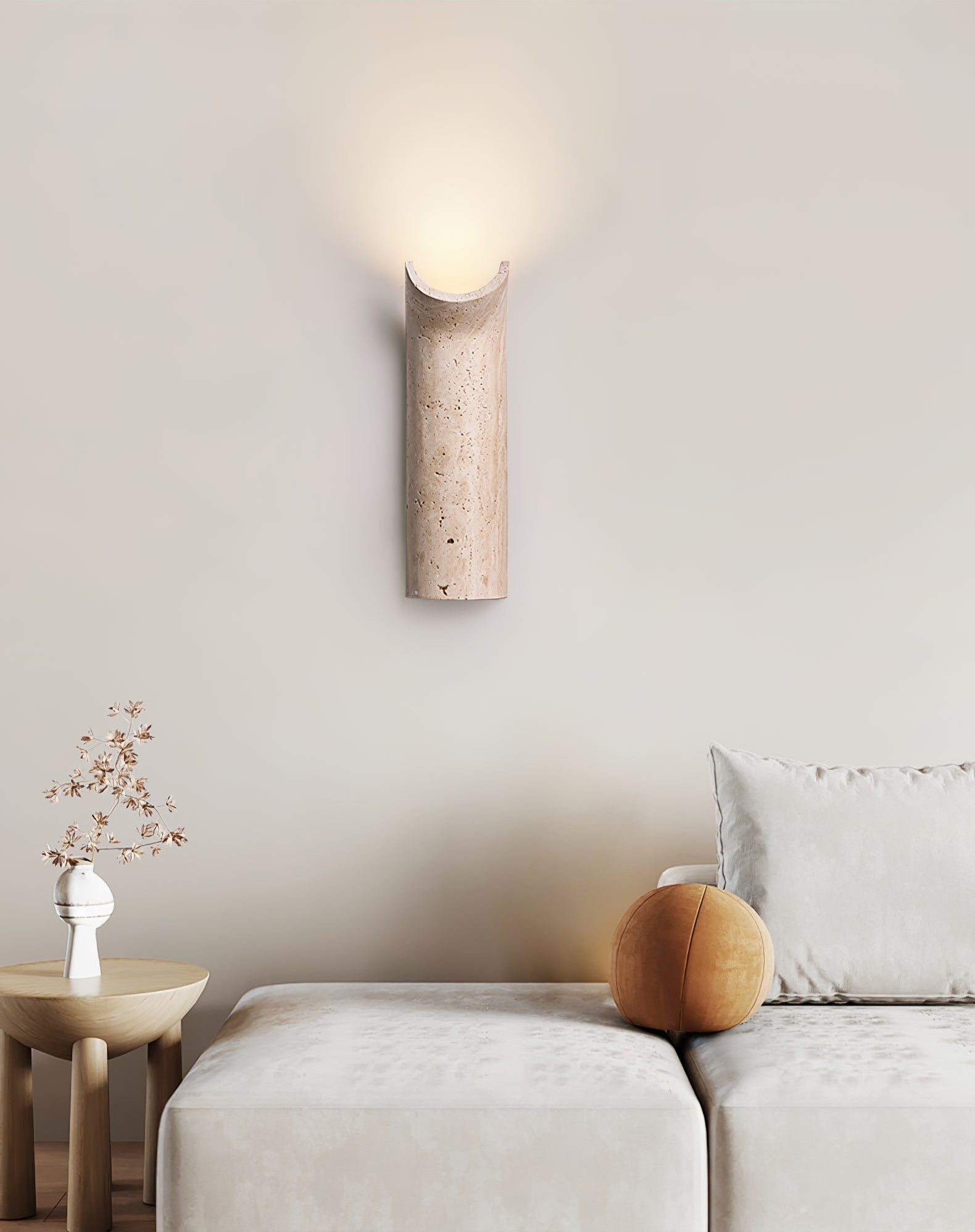 Lycoris Travertine Tapered Wall Light - Neutralighting