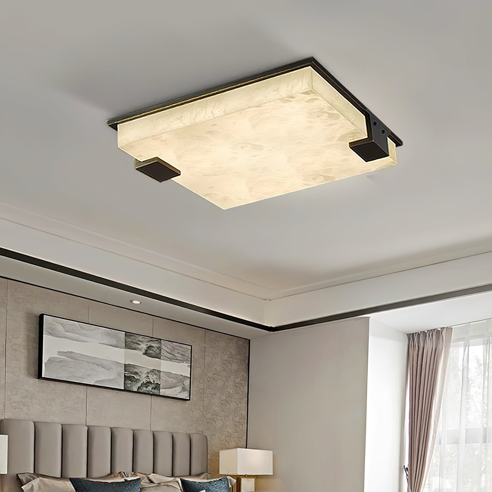 Muse Modern Minimalist Alabaster Flush Mount Ceiling Light - Letslighting