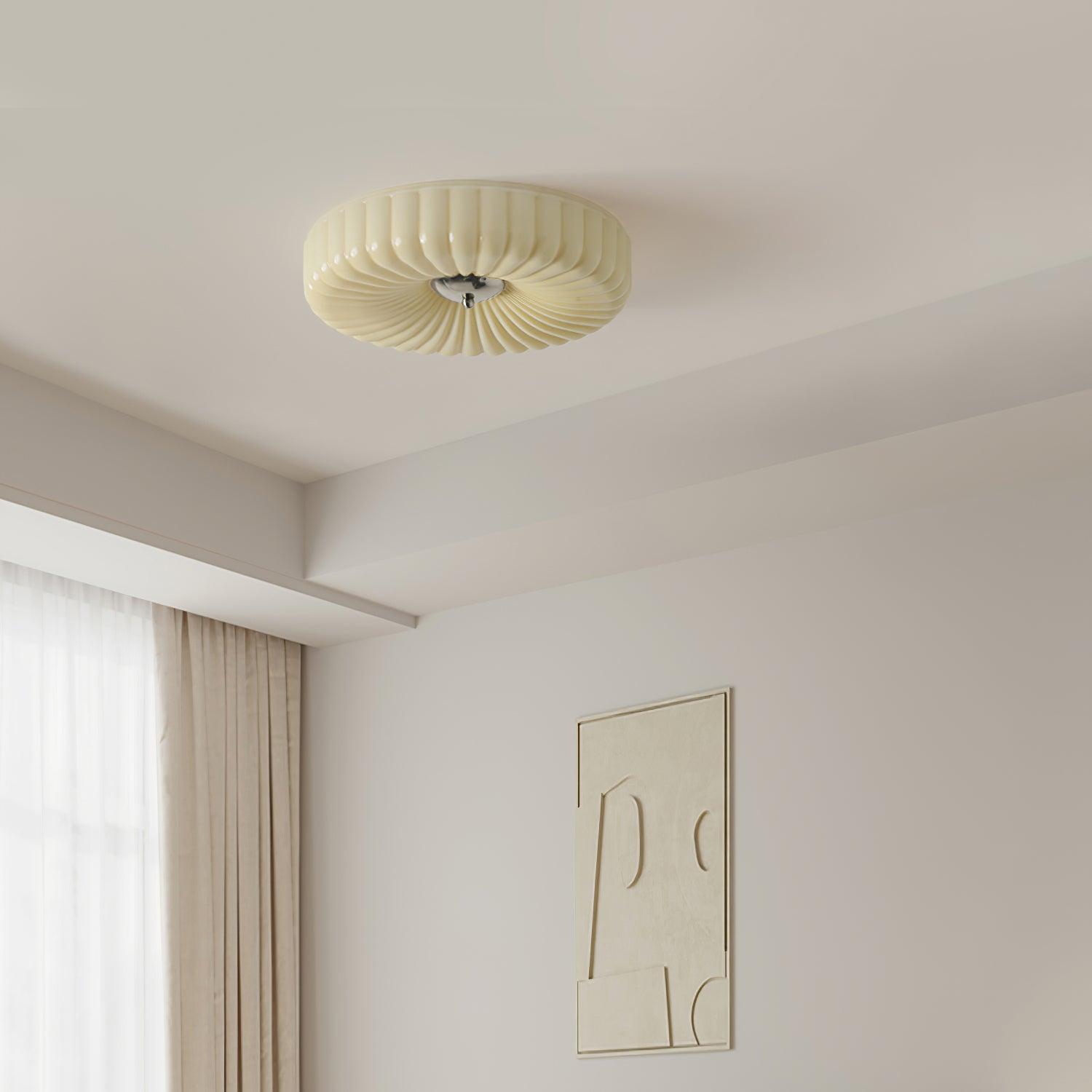 Mivone Cream Glass Flush Mount Ceiling Light - Letslighting