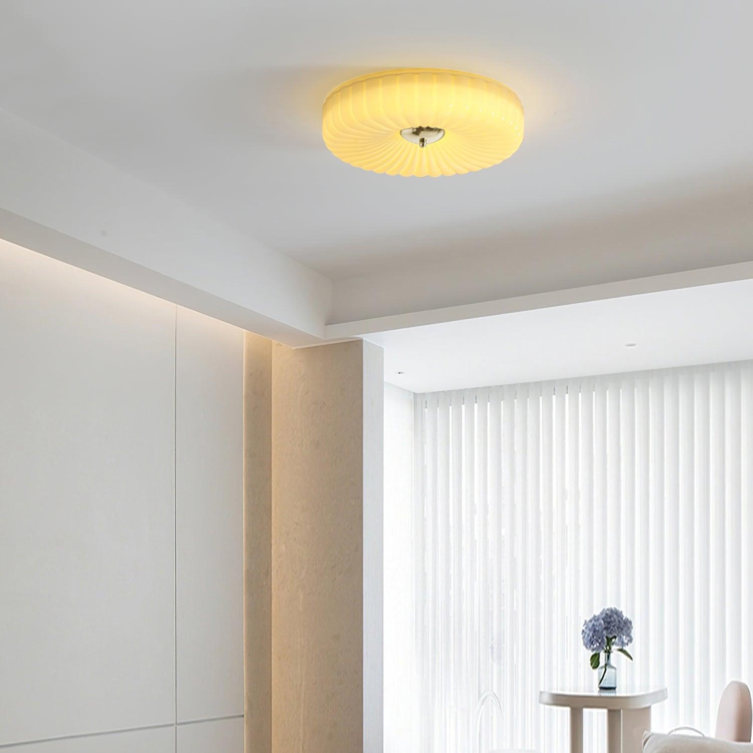 Mivone Cream Glass Flush Mount Ceiling Light - Letslighting