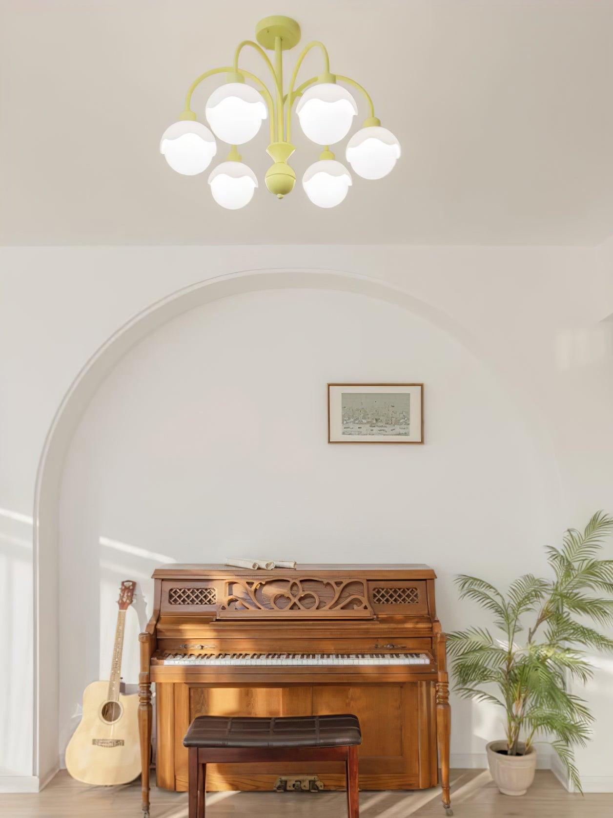 Lustra Kronleuchter Cremig Litschi Matcha Grün Arm-Letslighting