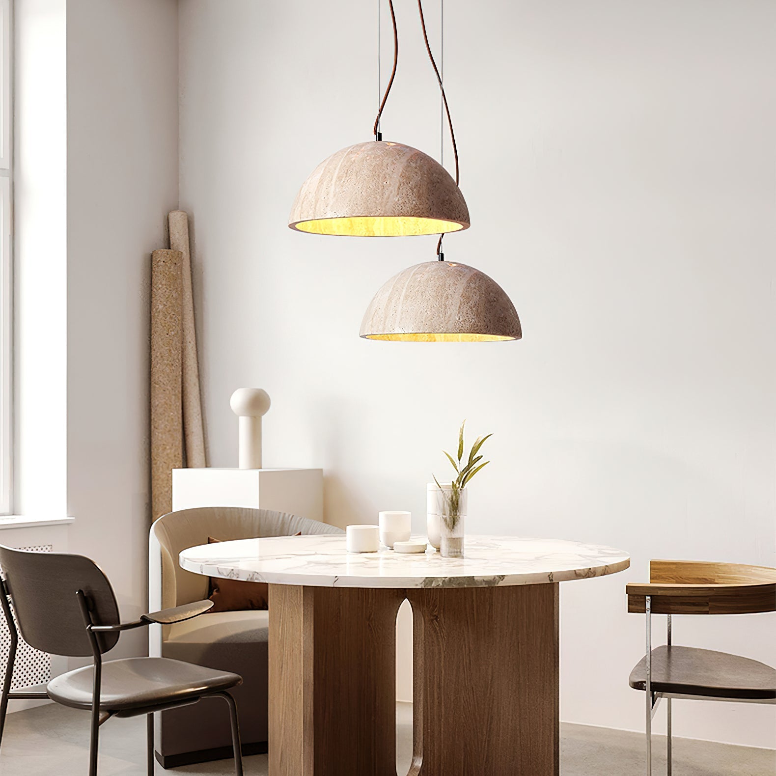 Avdoraris Dome-Shaped Travertine Pendant Light - Neutralighting