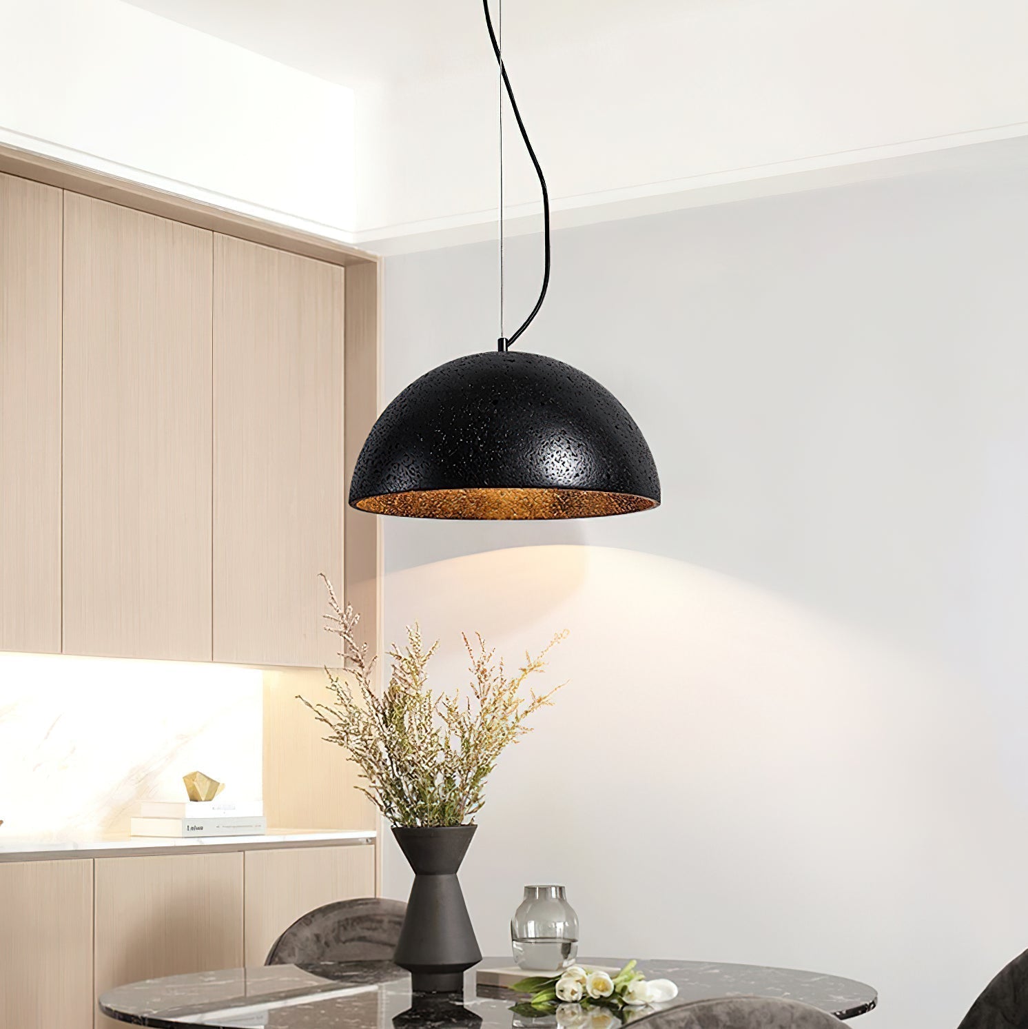 Avdoraris Dome-Shaped Travertine Pendant Light - Neutralighting