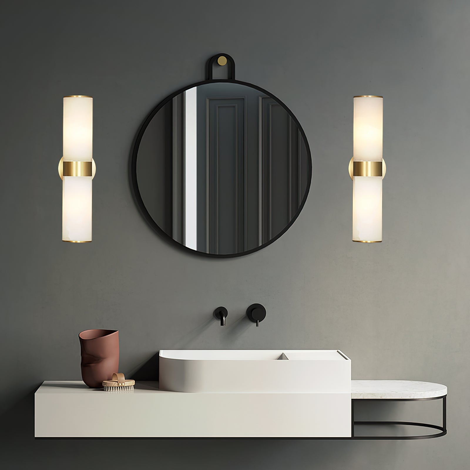 Sway Modern Minimalist Vanity Alabaster Sconce Wall Lamp - Letslighting